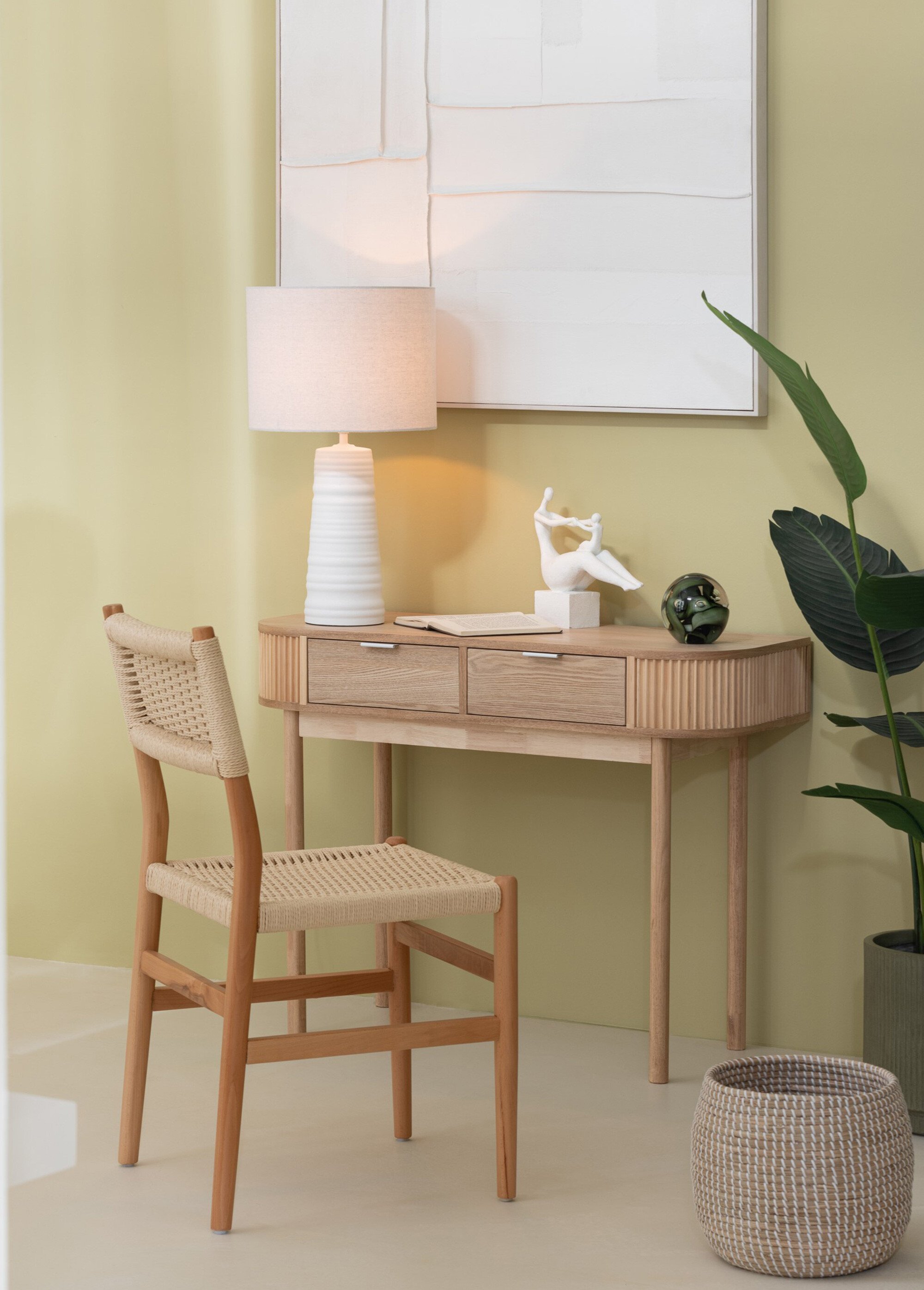 Console arrondie en pin clair rainuré BEIGE JP-50771 SI1