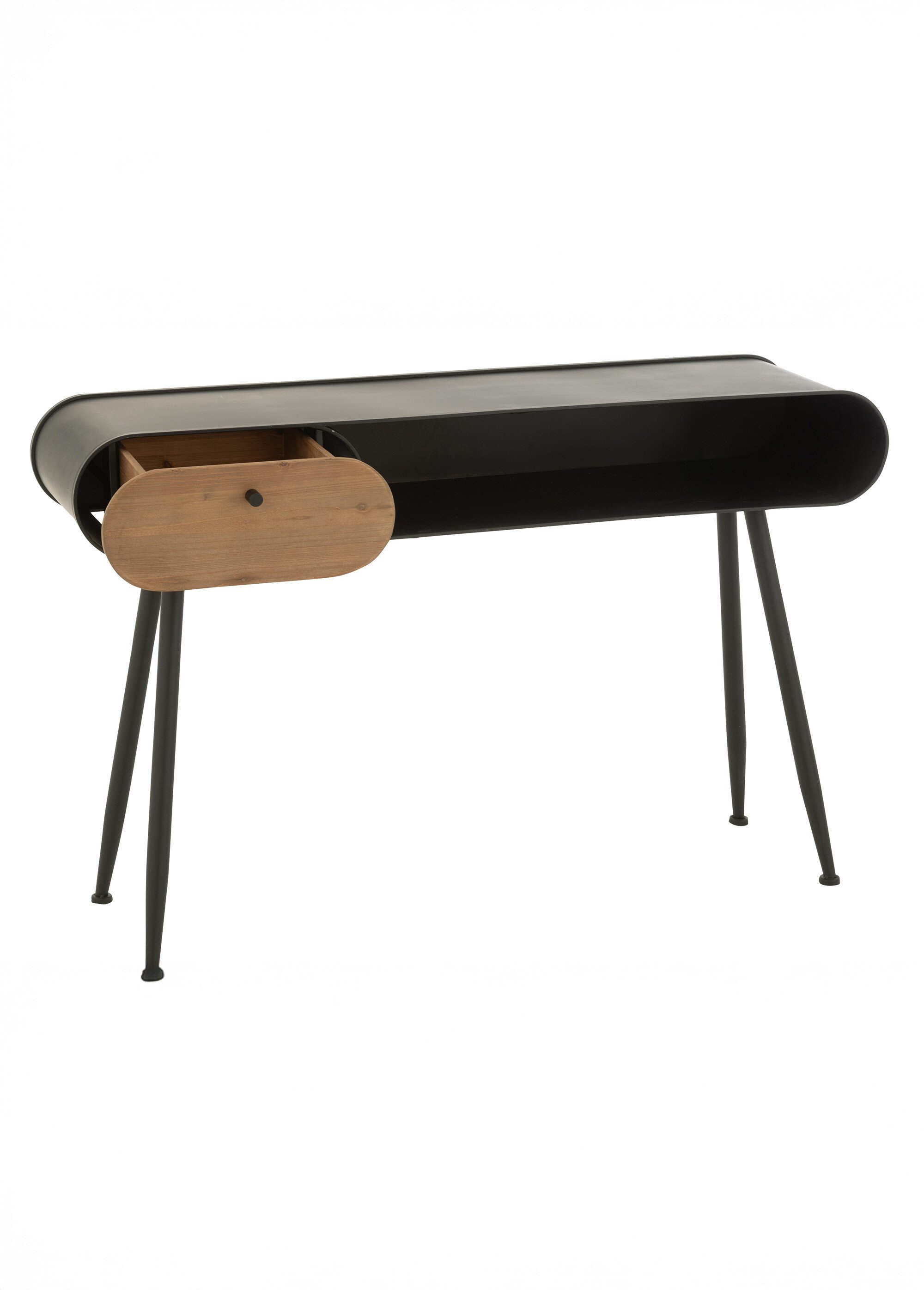 Console arrondie métal et tiroir bois NOIR JP-55969 DE1