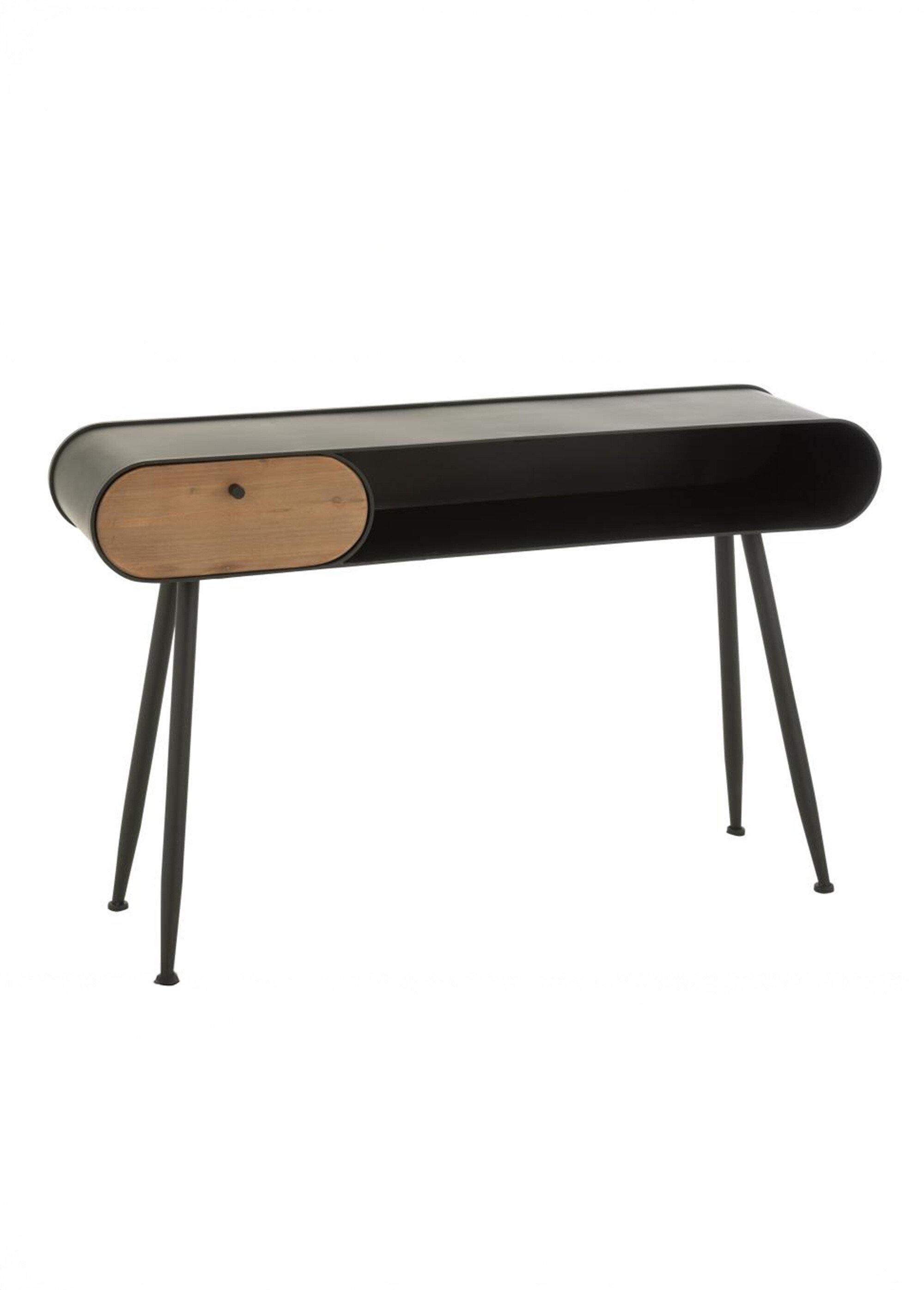 Console arrondie métal et tiroir bois NOIR JP-55969 FA1