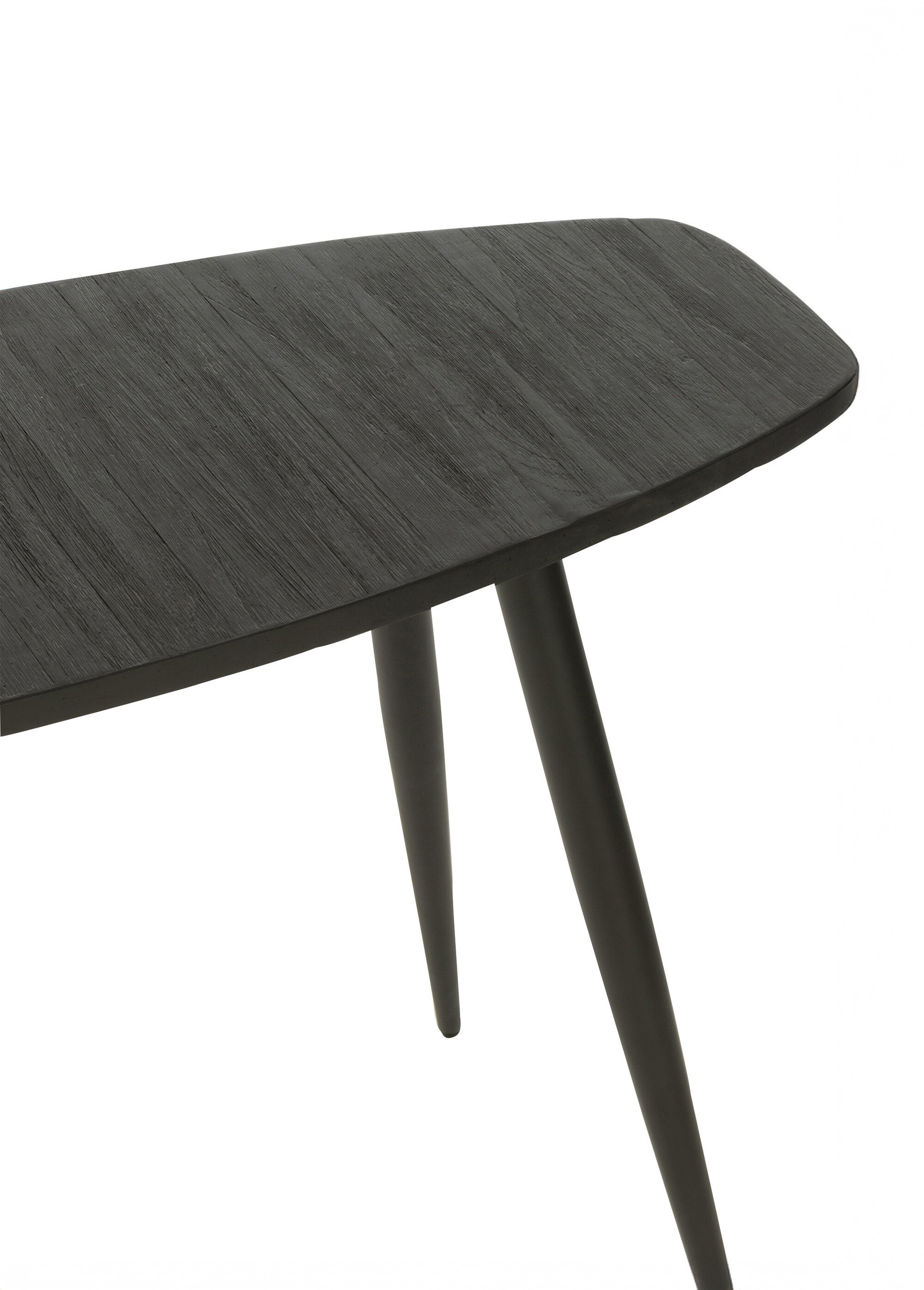 Console bois texturé, pieds compas