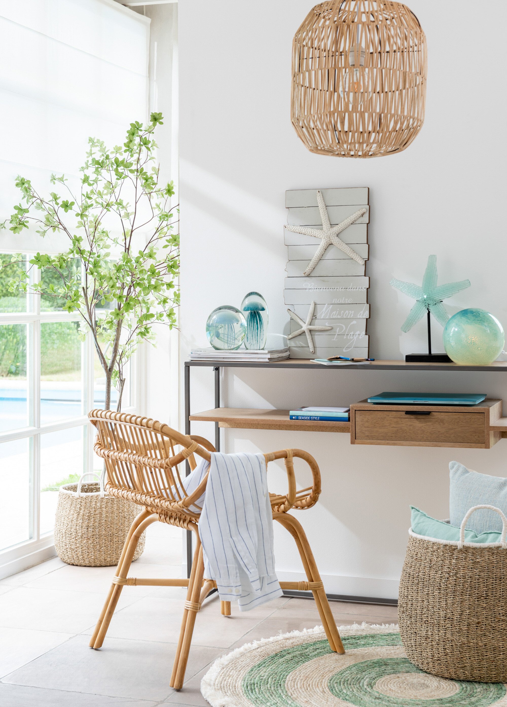 Console-bureau en bois clair et métal BEIGE JP-10606 SI1