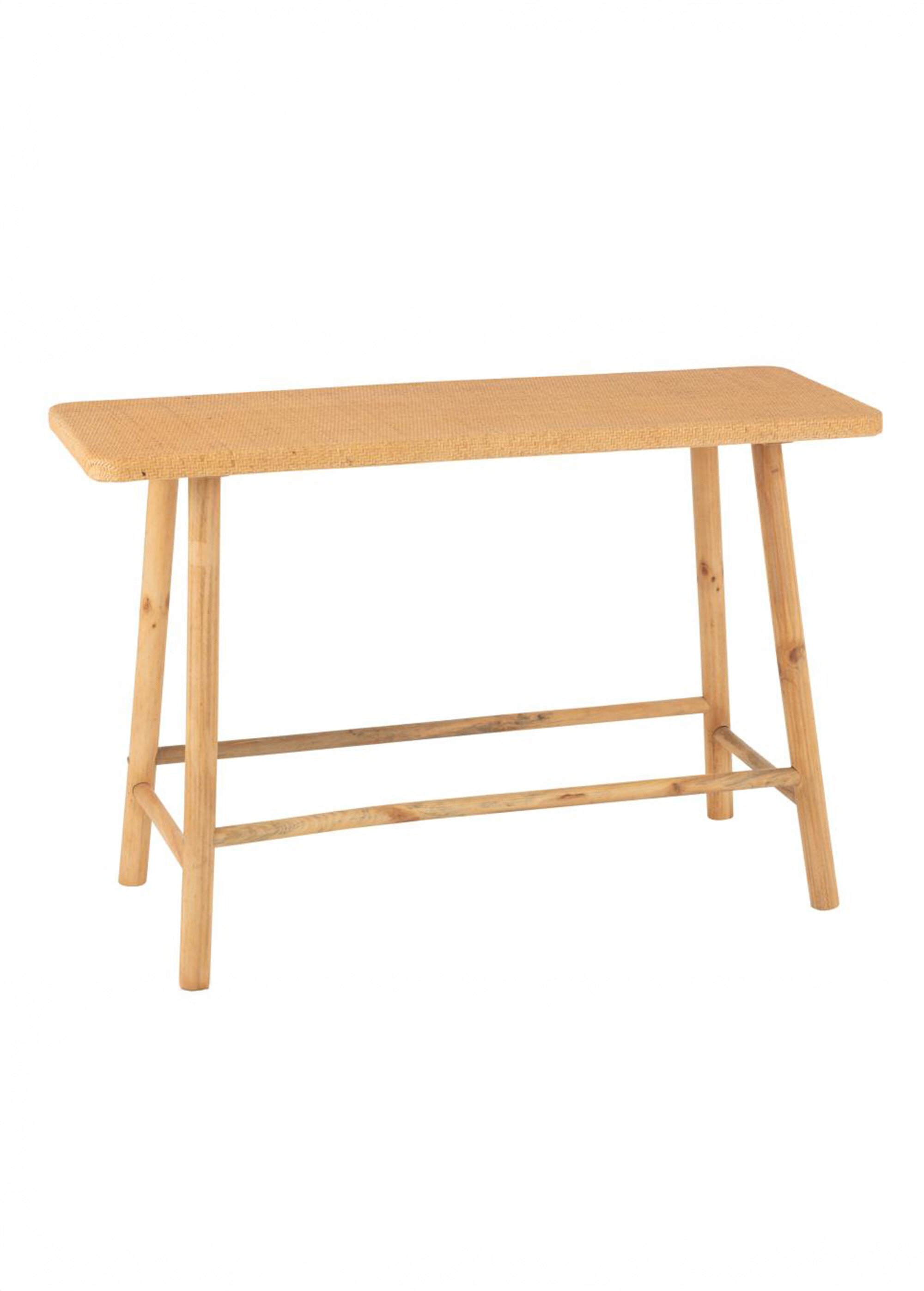 Console en bois, plateau fibres tressées BEIGE JP-50758 FA1