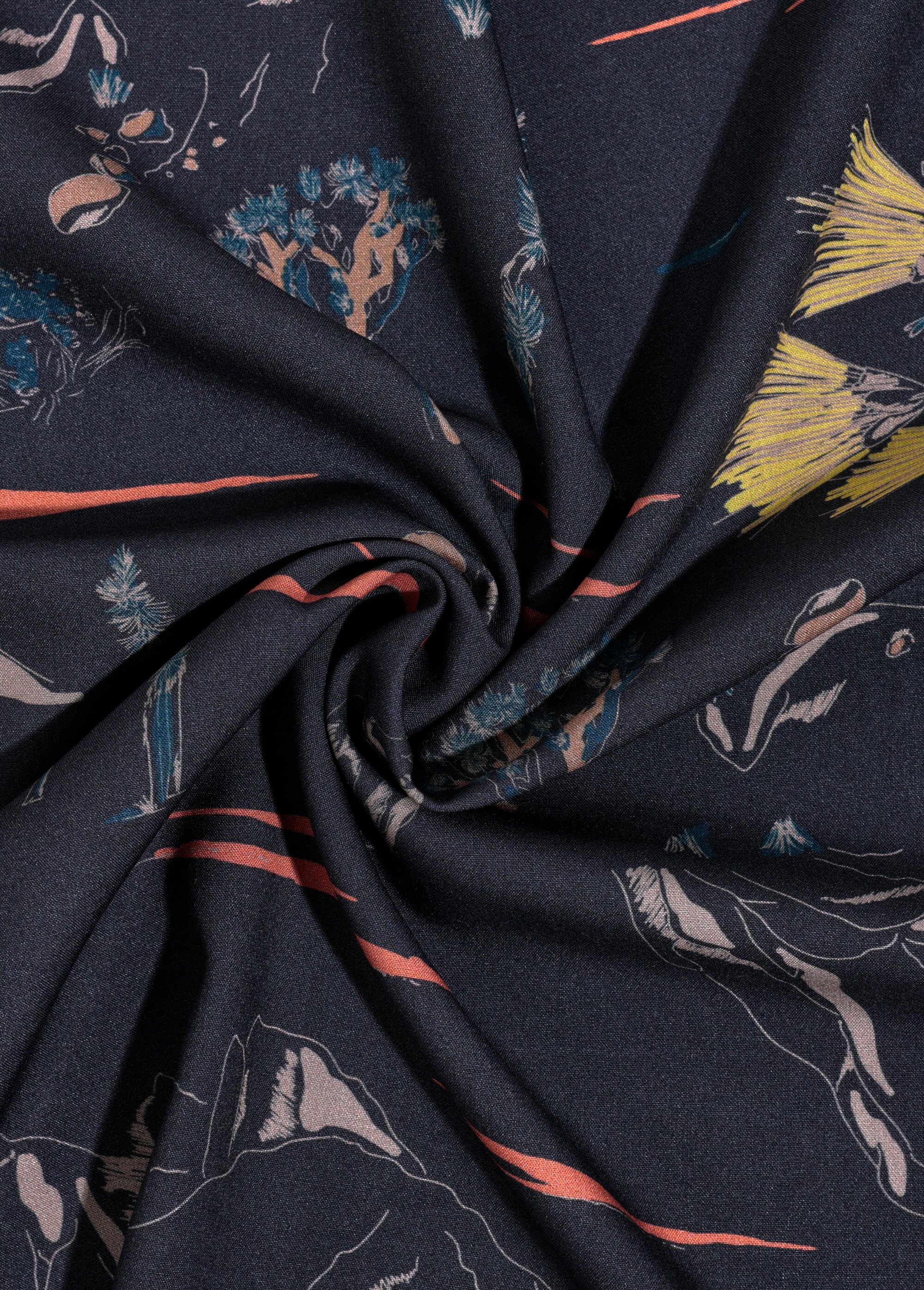 Coupon tissu habillement, poétique NOIR COT136721 FA1