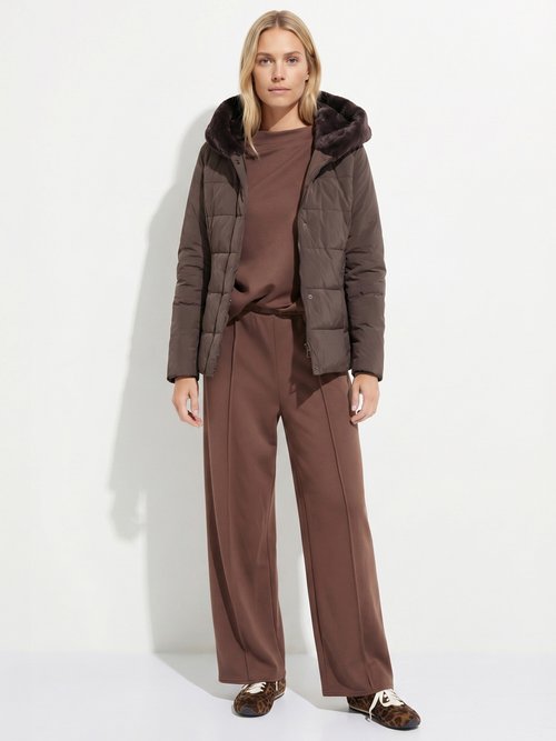 Doudoune courte avec capuche fourrure Femme Marron LJ-6071 SI1