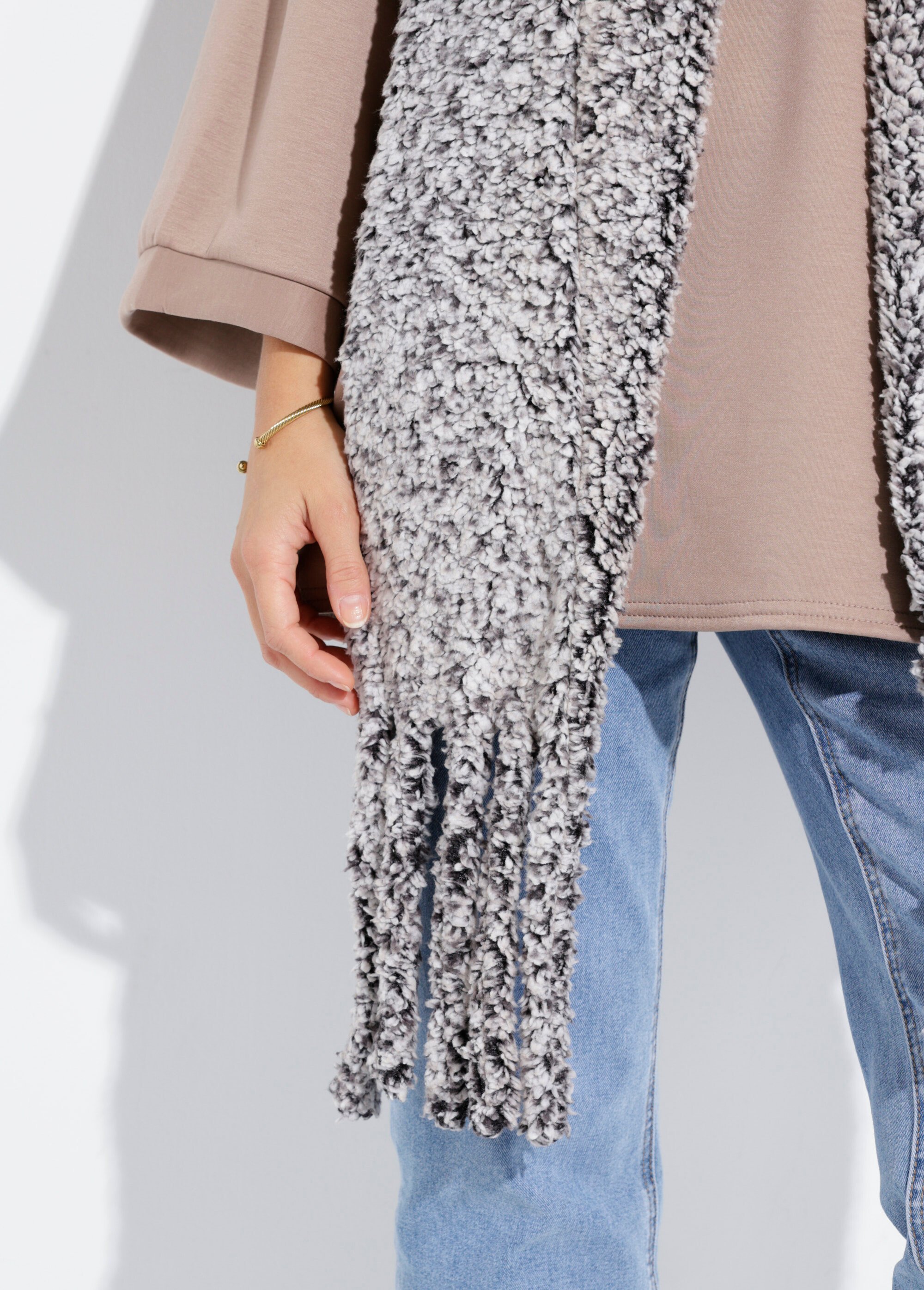 Echarpe chaude en polaire façon sherpa Femme Gris NES180LSW2506 DE1