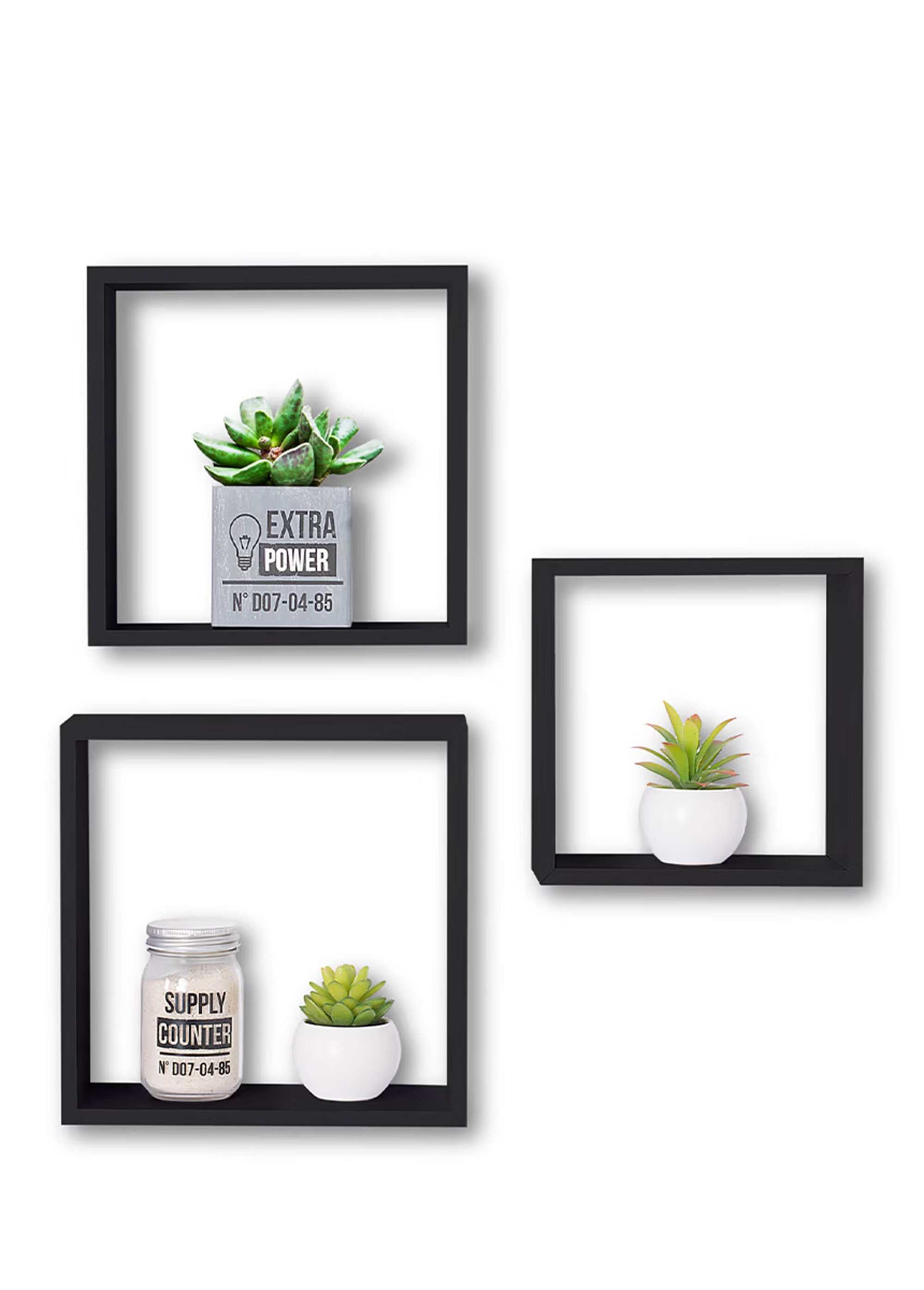 Etagères murales cubes, décor foncé NOIR JJA-138957A SI1