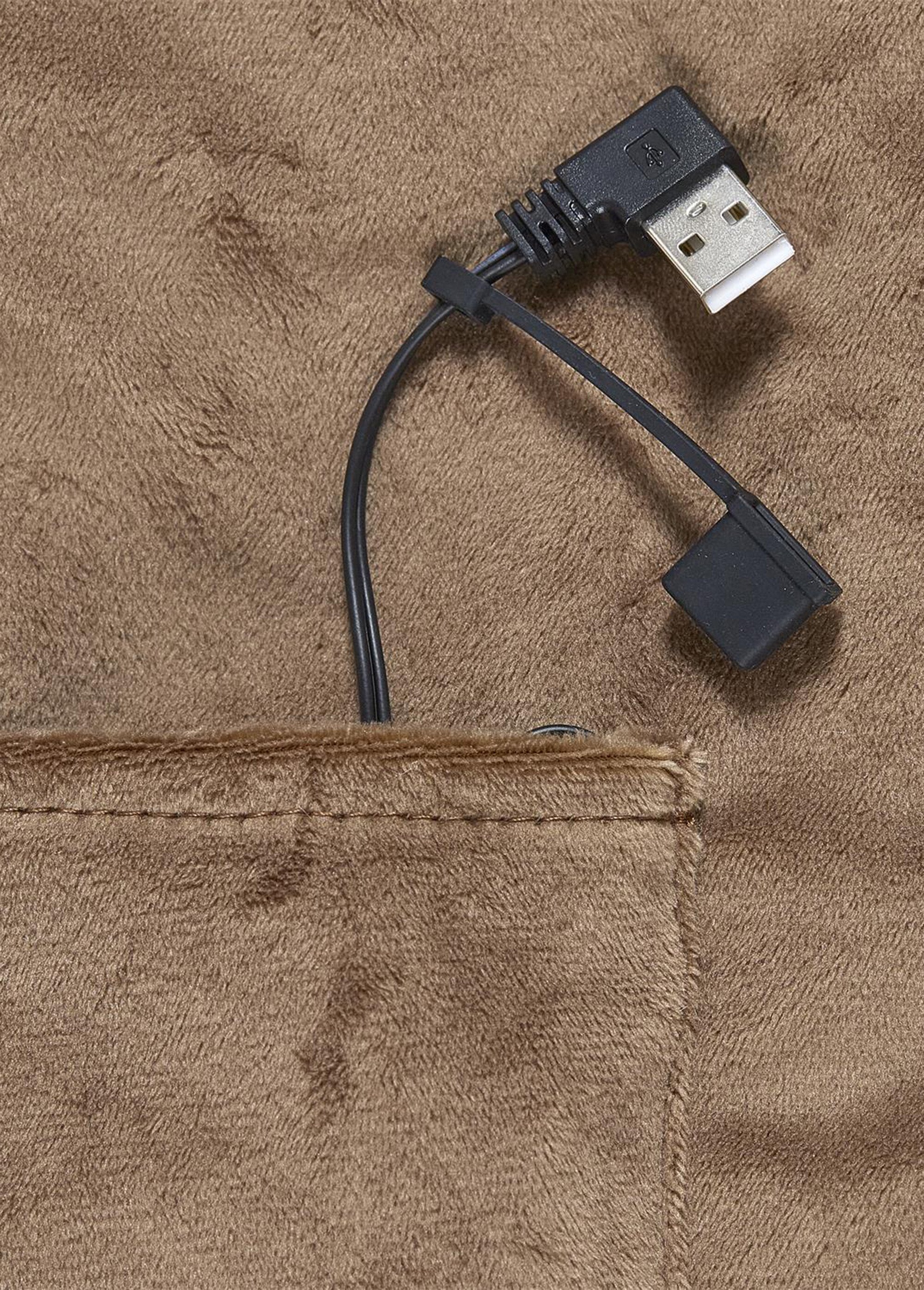 Jeté couvre siège chauffant USB fourrure Marron CMP-SB0041 DE3