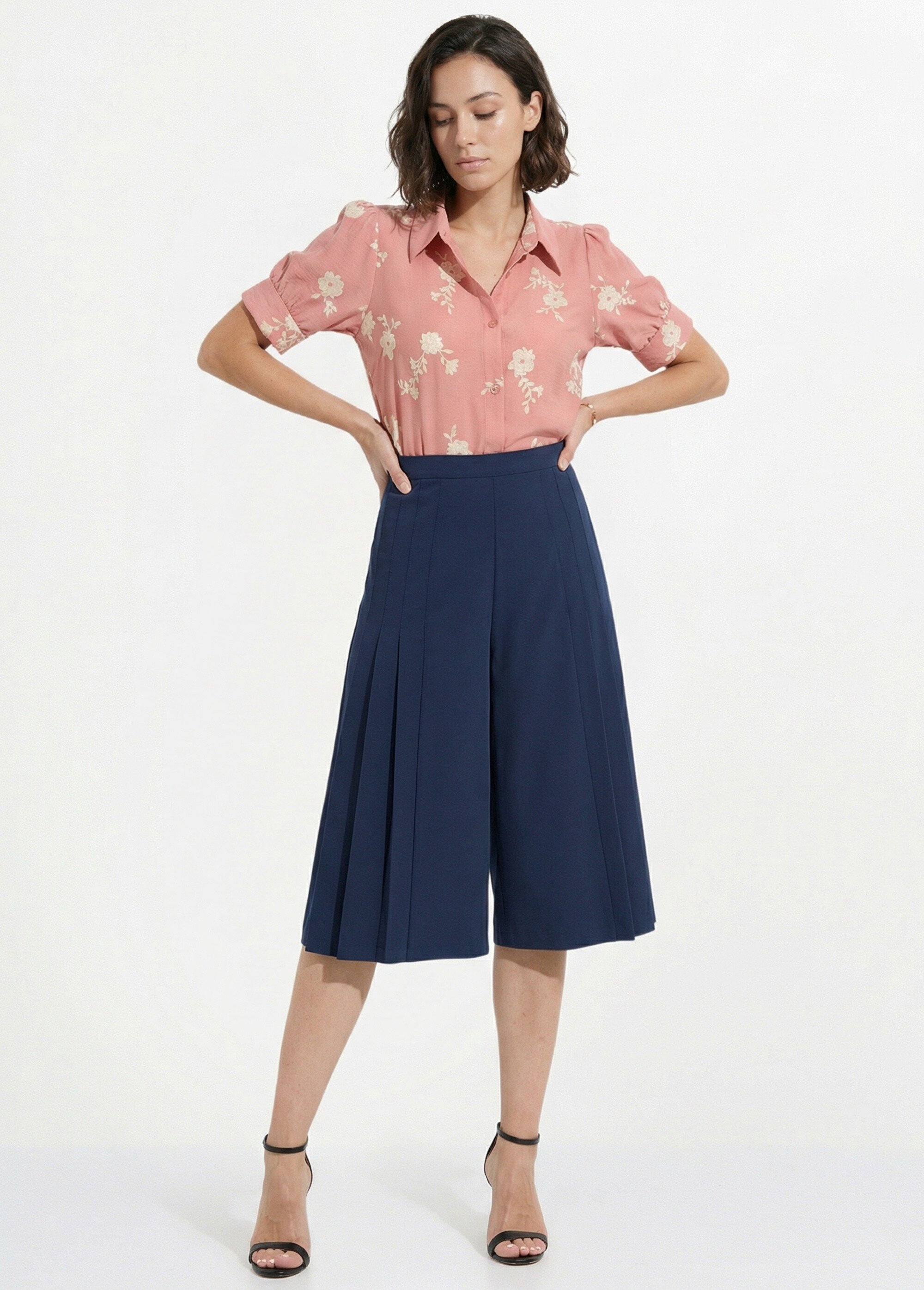 Jupe-culotte ample longue ceinture semi élastiquée