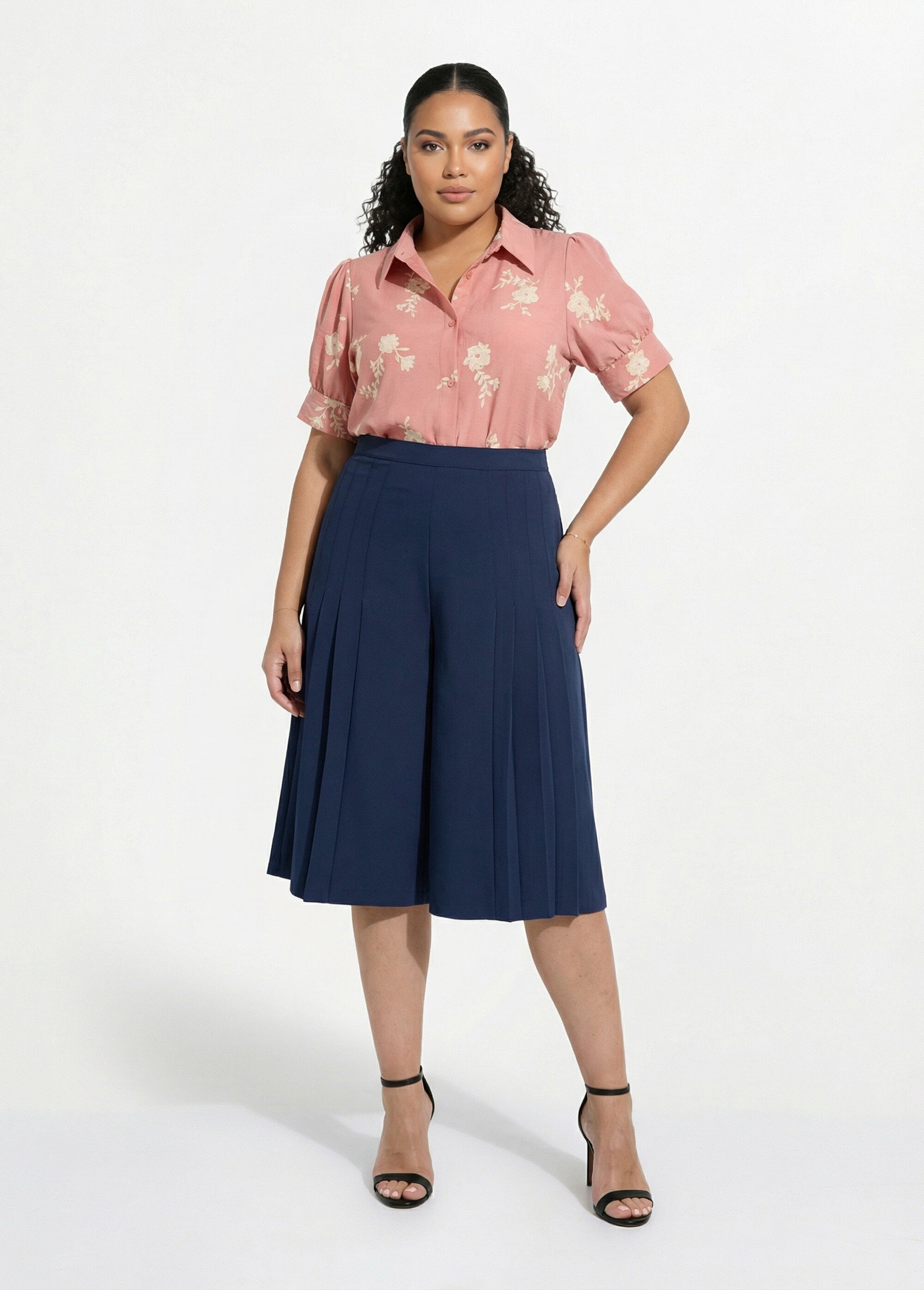 Jupe-culotte ample longue ceinture semi élastiquée Femme Grande Taille Bleu LUGE SI1