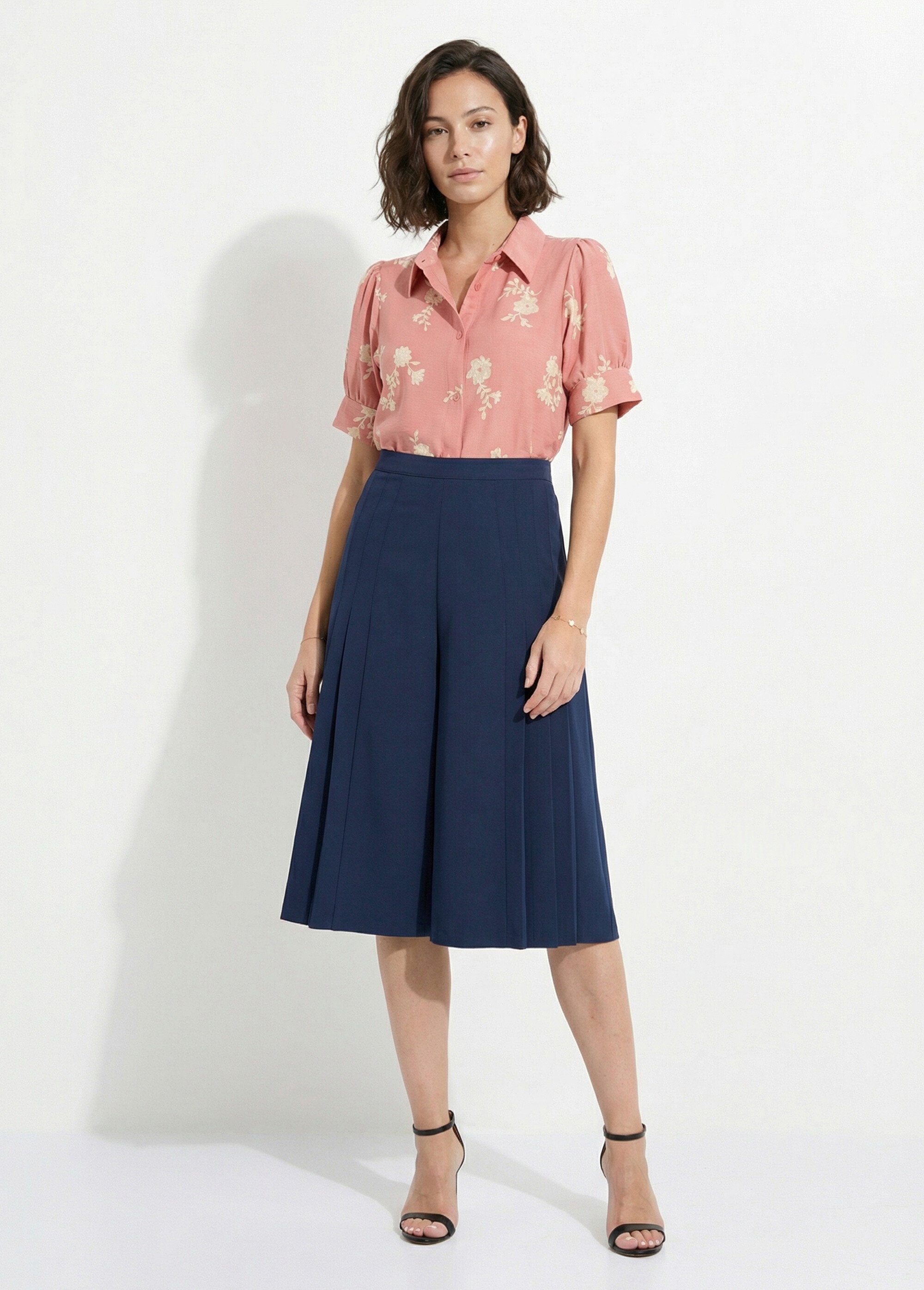 Jupe-culotte ample longue ceinture semi élastiquée Femme Bleu LUGE SI1
