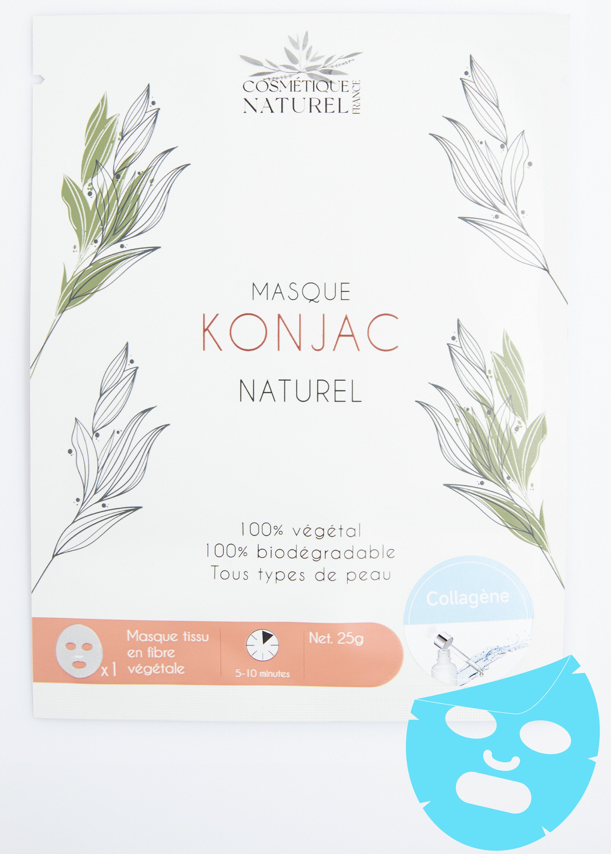 Masque biodégradable au konjac naturel