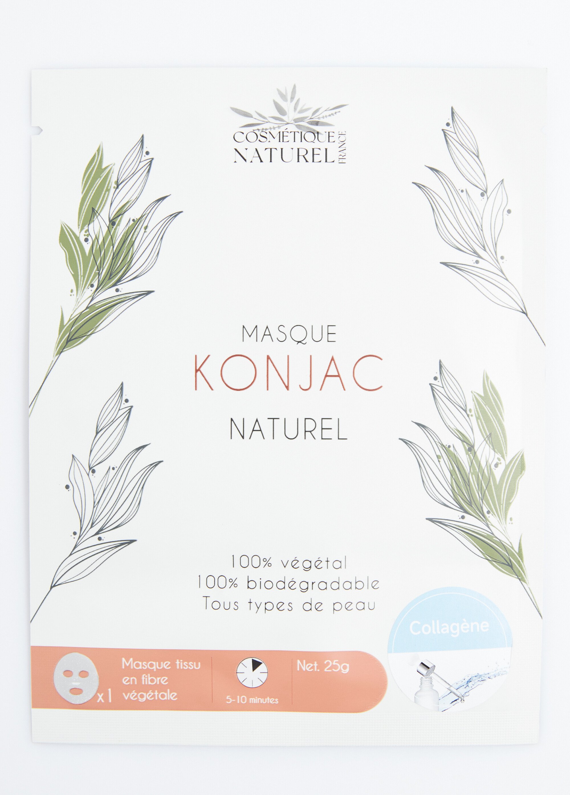 Masque biodégradable au konjac naturel Blanc COSMASQUE FA2