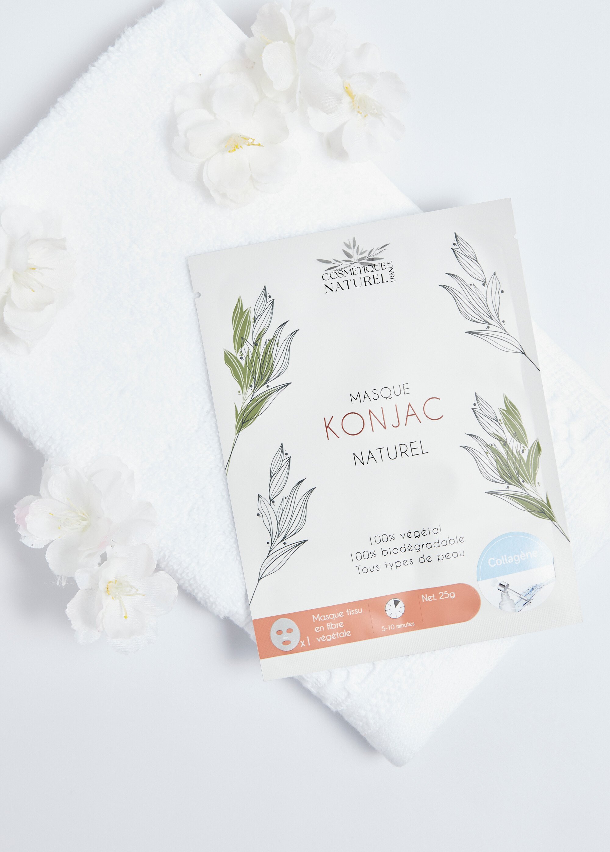 Masque biodégradable au konjac naturel Blanc COSMASQUE SF1