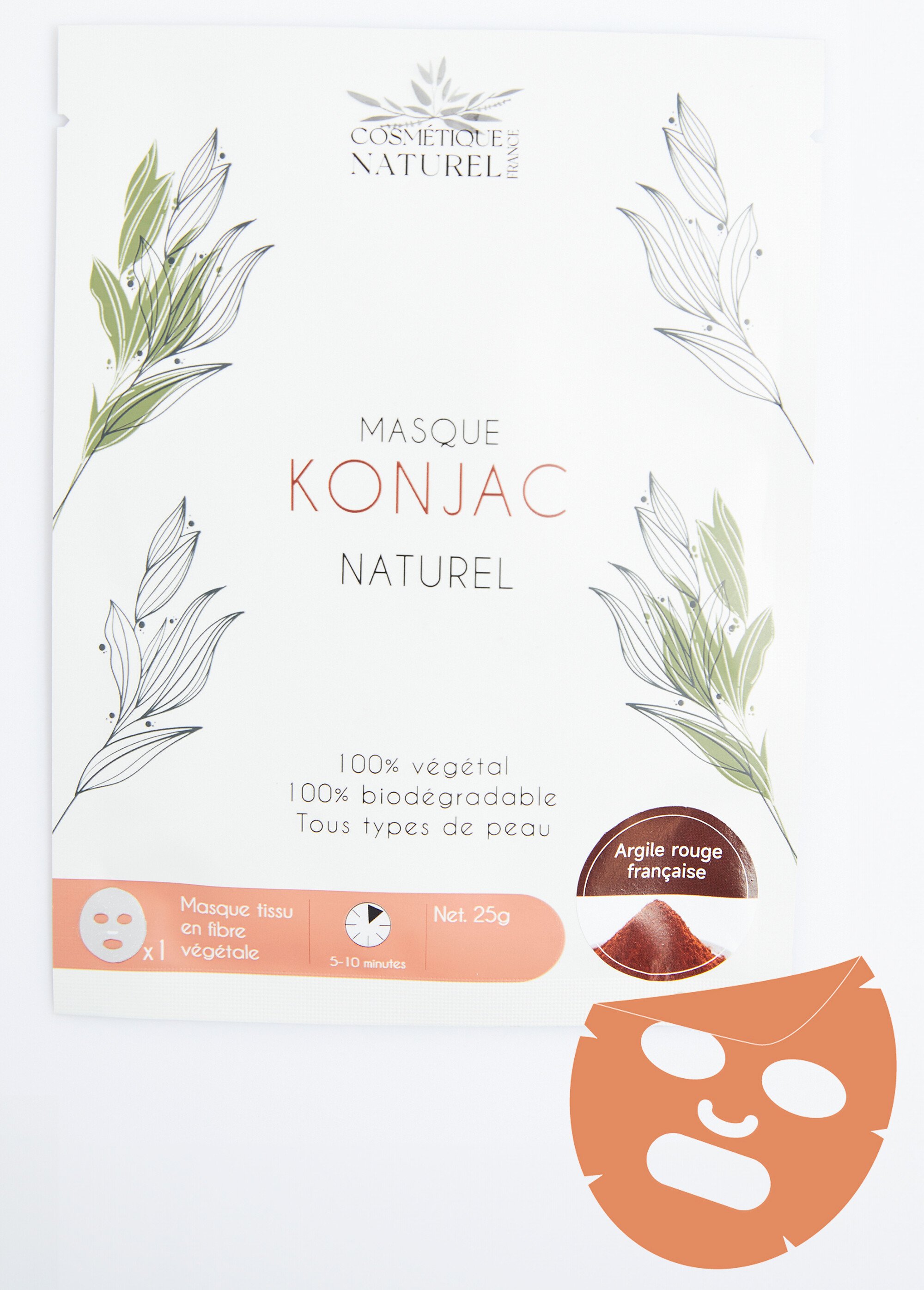 Masque biodégradable au konjac naturel