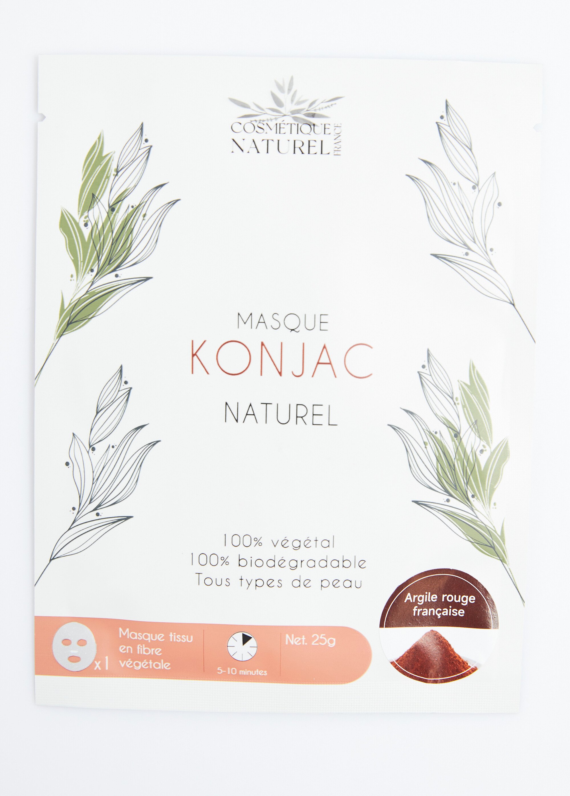 Masque biodégradable au konjac naturel TERRACOTA COSMASQUE FA2