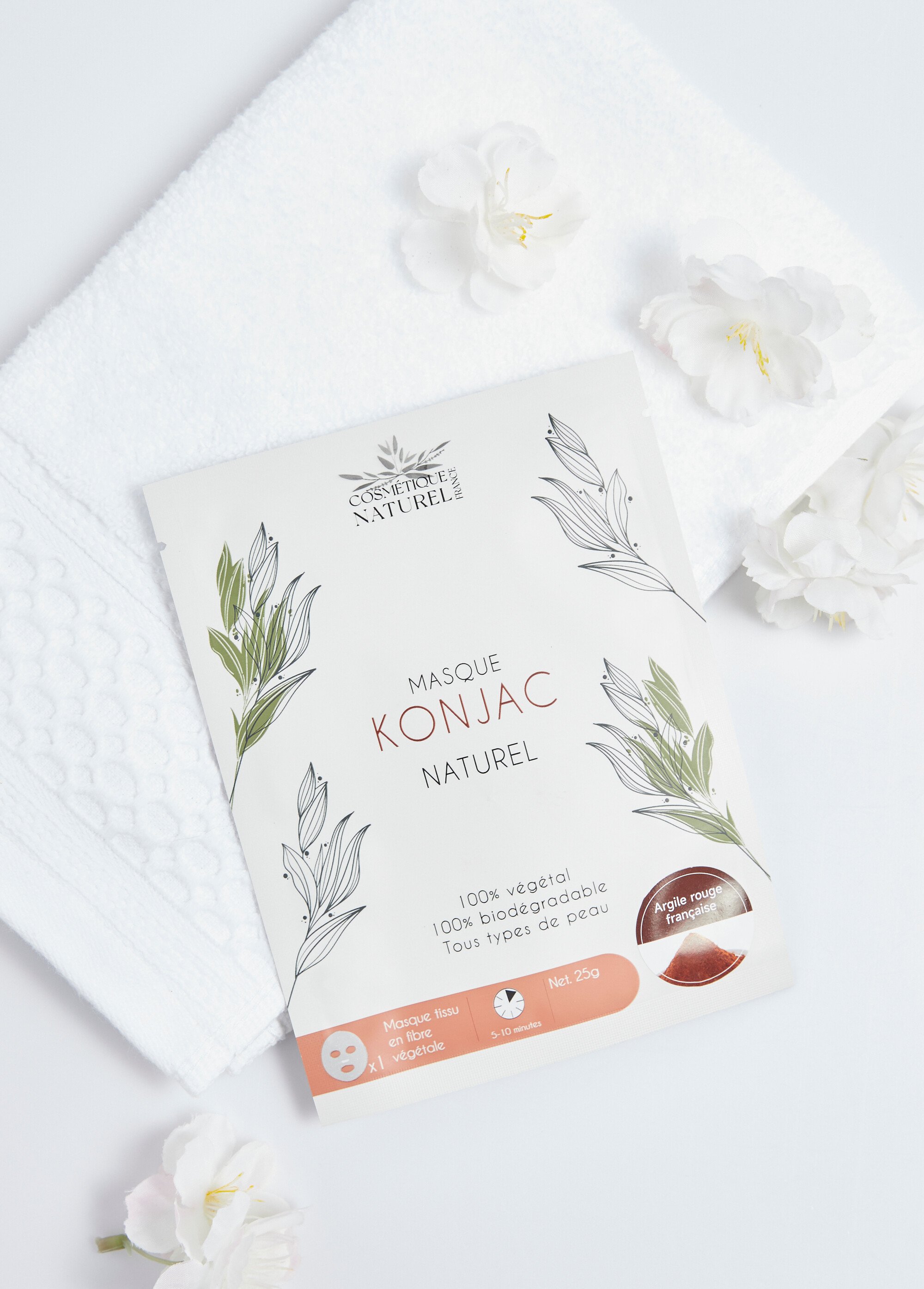 Masque biodégradable au konjac naturel TERRACOTA COSMASQUE SF1