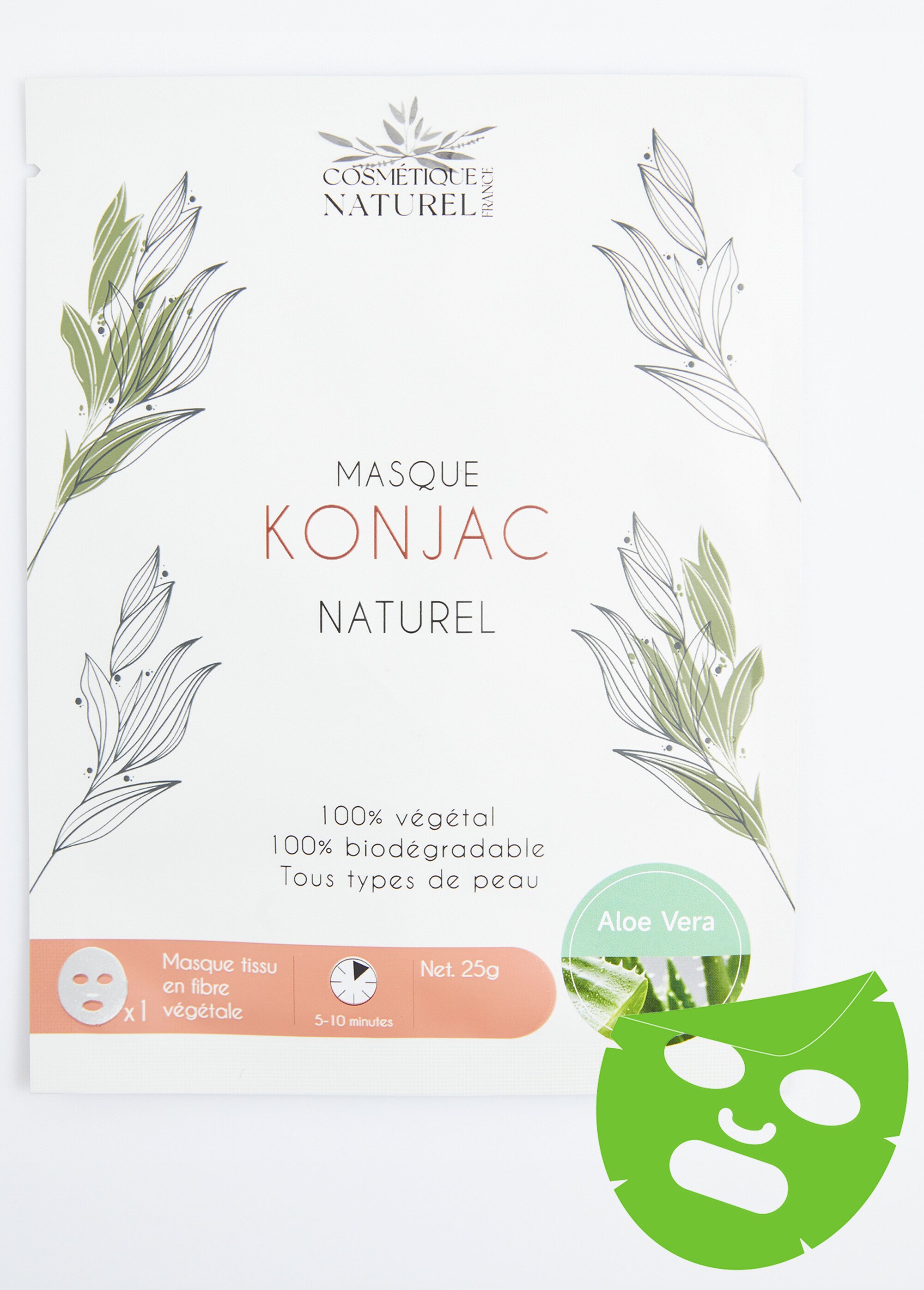 Masque biodégradable au konjac naturel