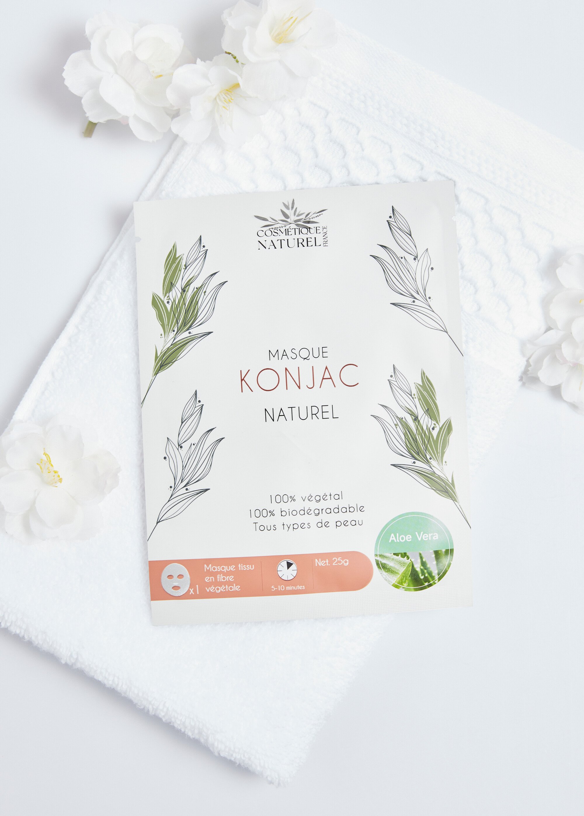 Masque biodégradable au konjac naturel Vert COSMASQUE SF1