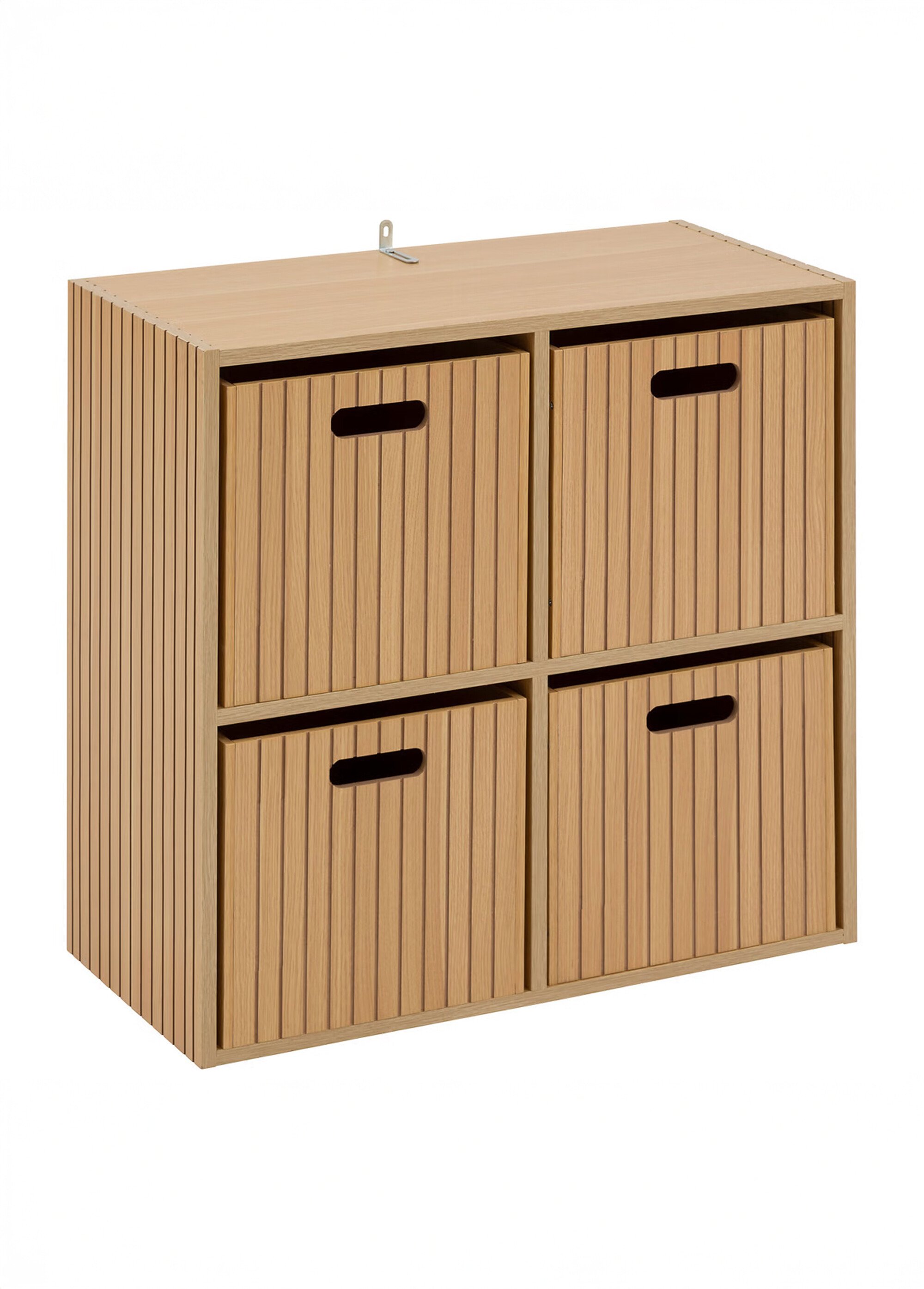 Module 4 cases avec décor bois rainuré BEIGE JJA-193621 DE1