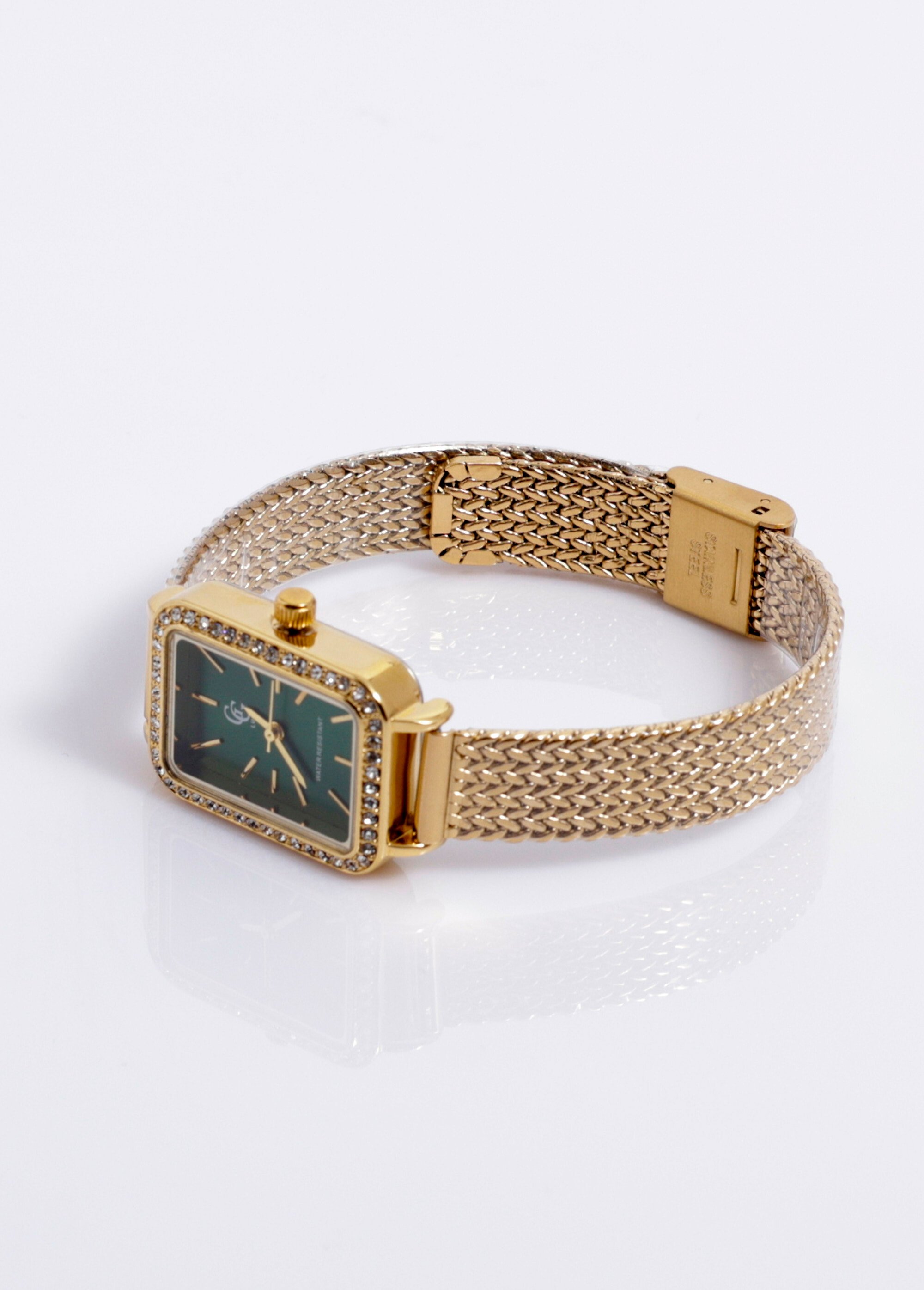 Montre bijou cadran rectangulaire strass