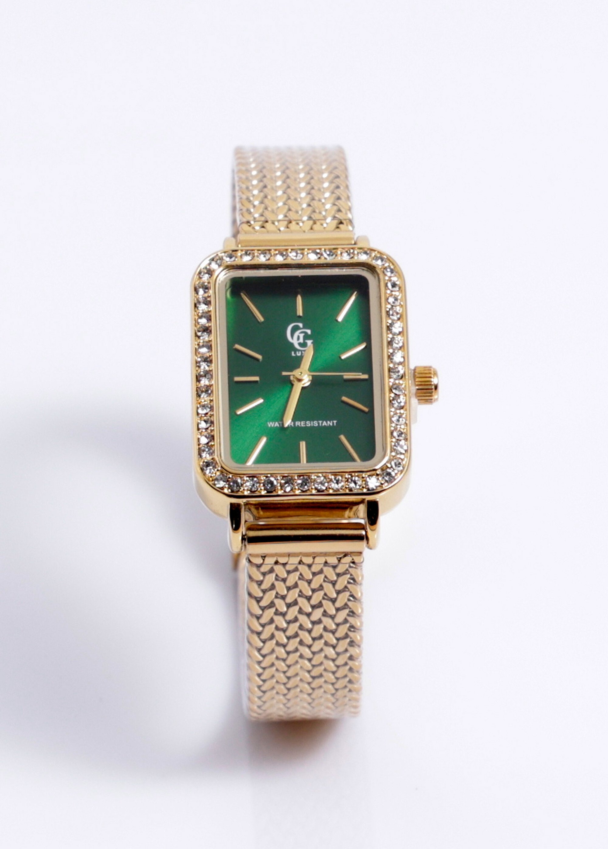 Montre bijou cadran rectangulaire strass