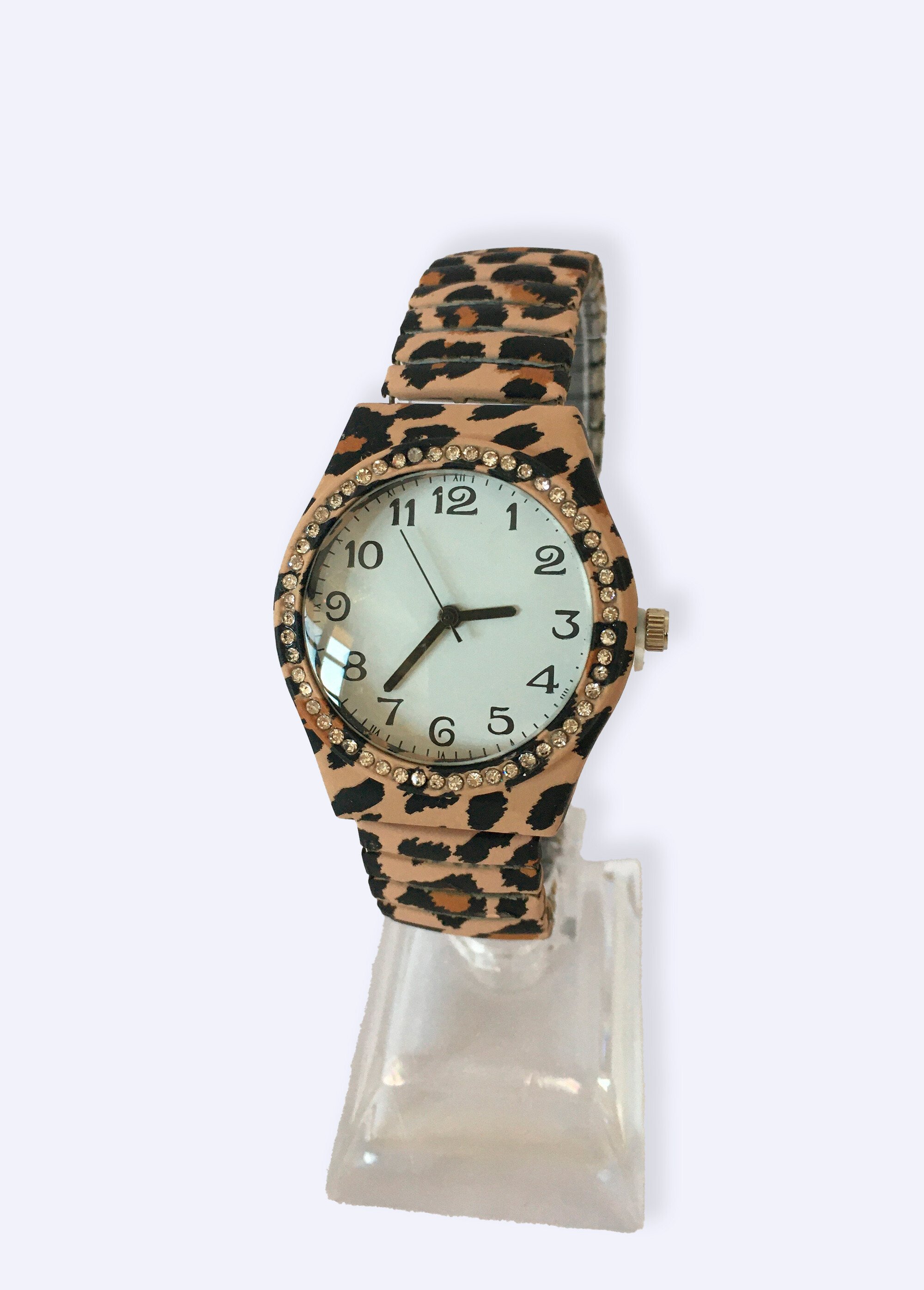 Montre bracelet élastique imprimé léopard Noir GUPPY DE1