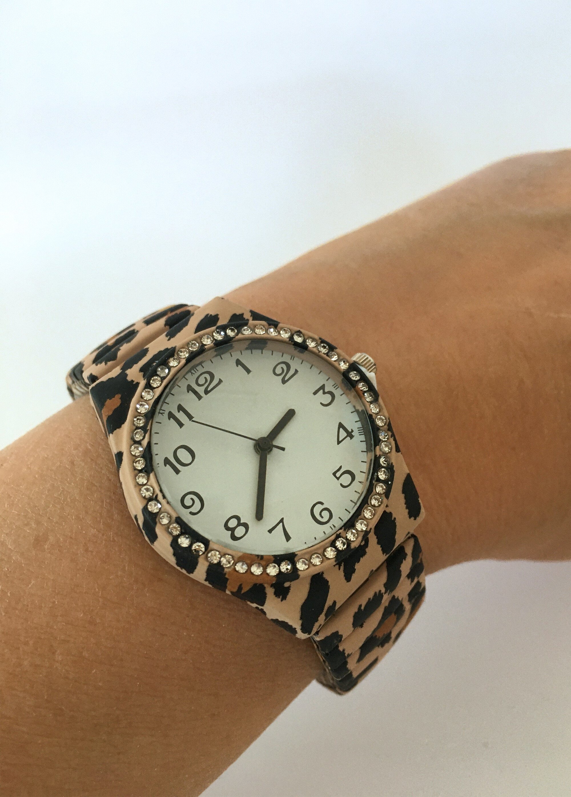 Montre bracelet élastique imprimé léopard Noir GUPPY SF1