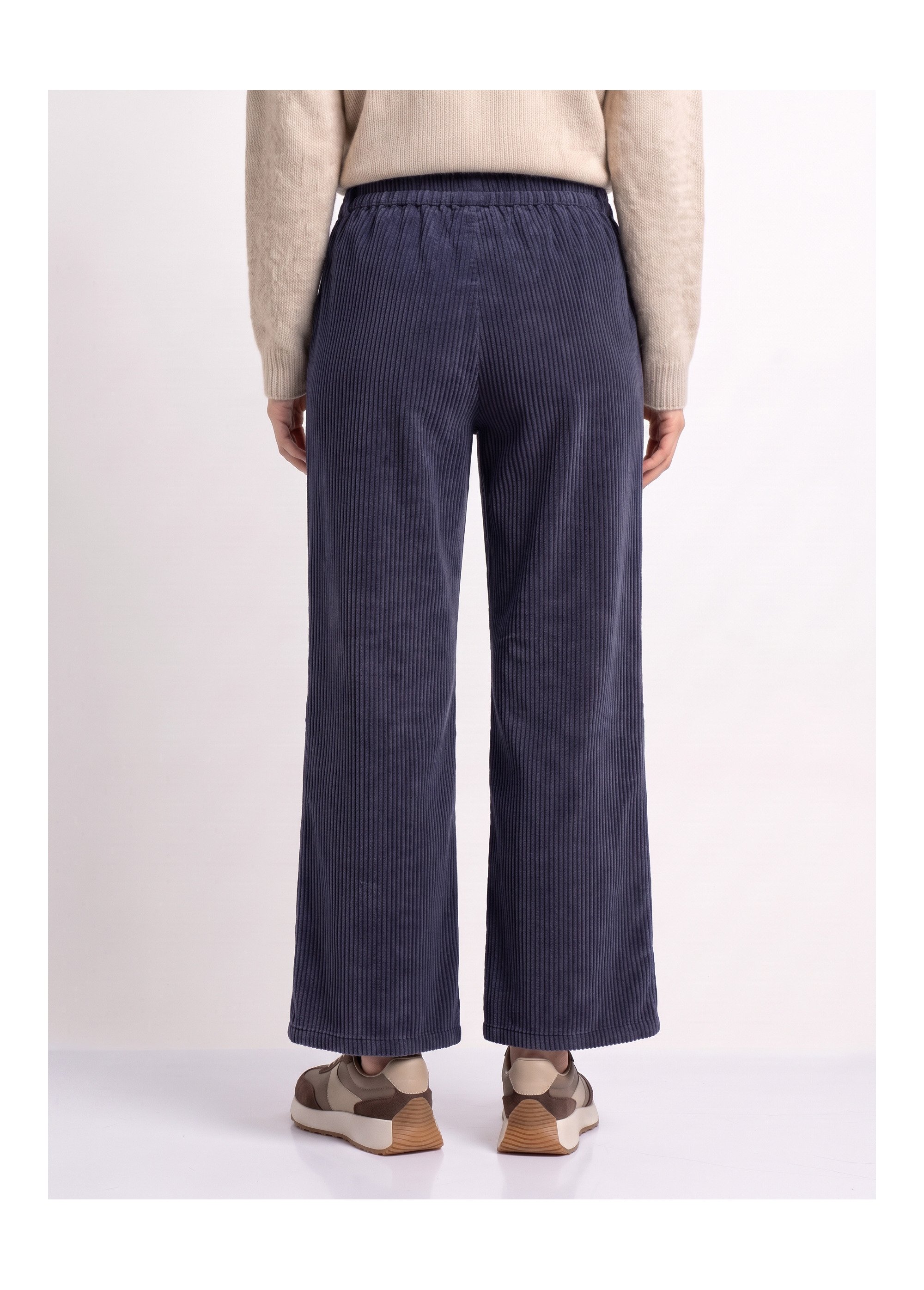 Pantalon élastique velours grosses cotes Femme Bleu IA-R5920 DO1