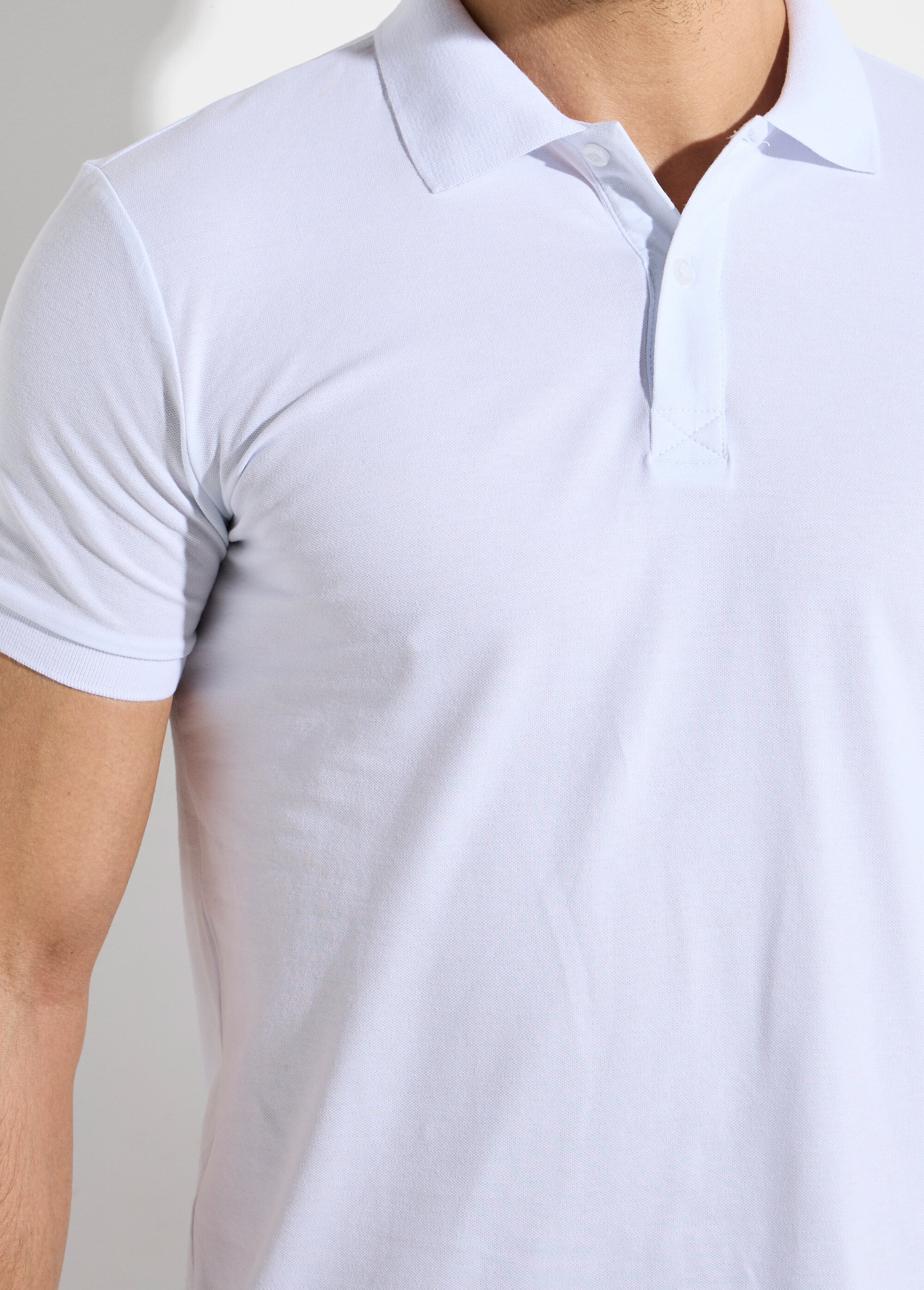 Polo homme manches courtes maille piquée Blanc LYS150 DE1