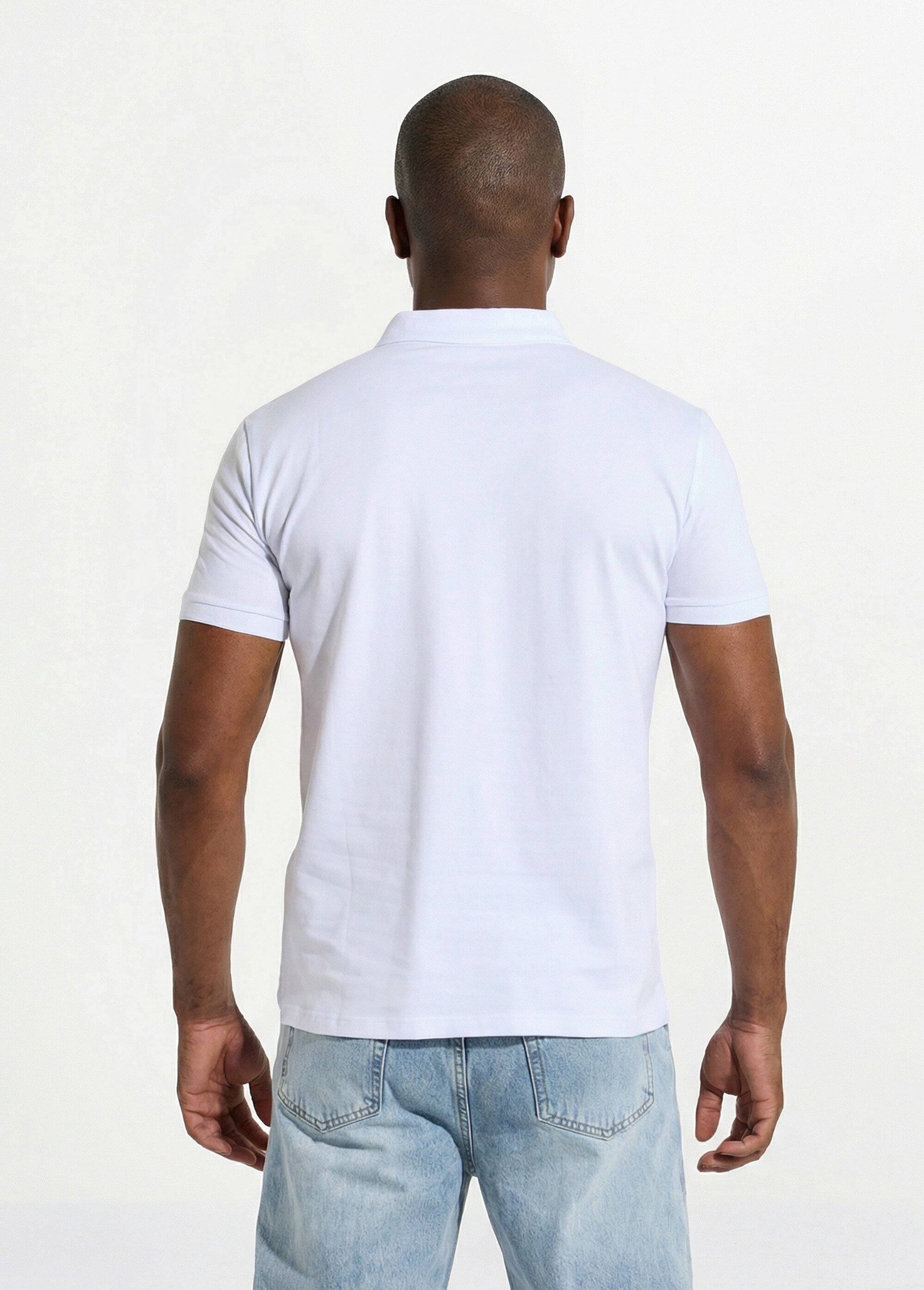 Polo homme manches courtes maille piquée Blanc LYS150 DO1