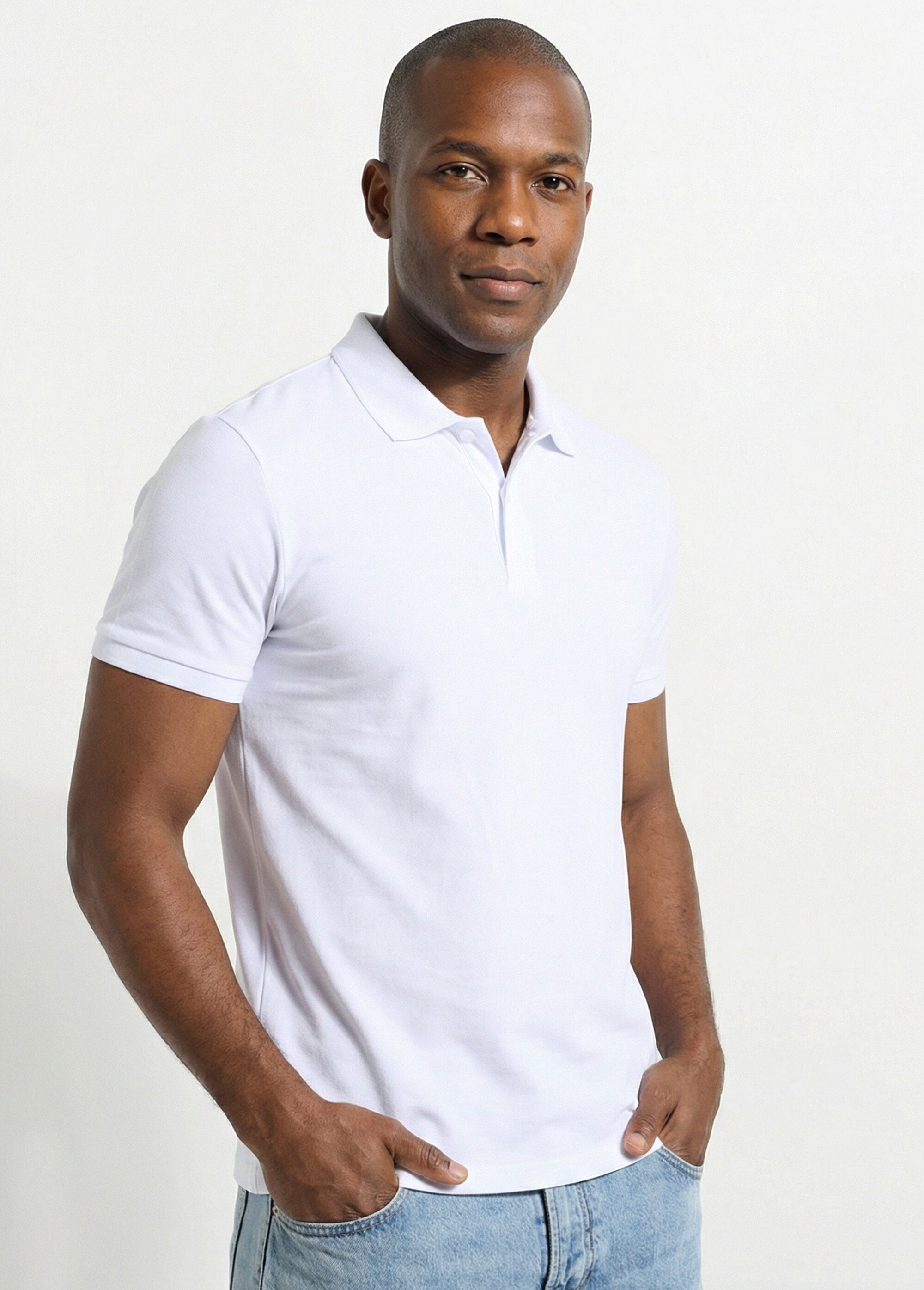 Polo homme manches courtes maille piquée Blanc LYS150 MV1