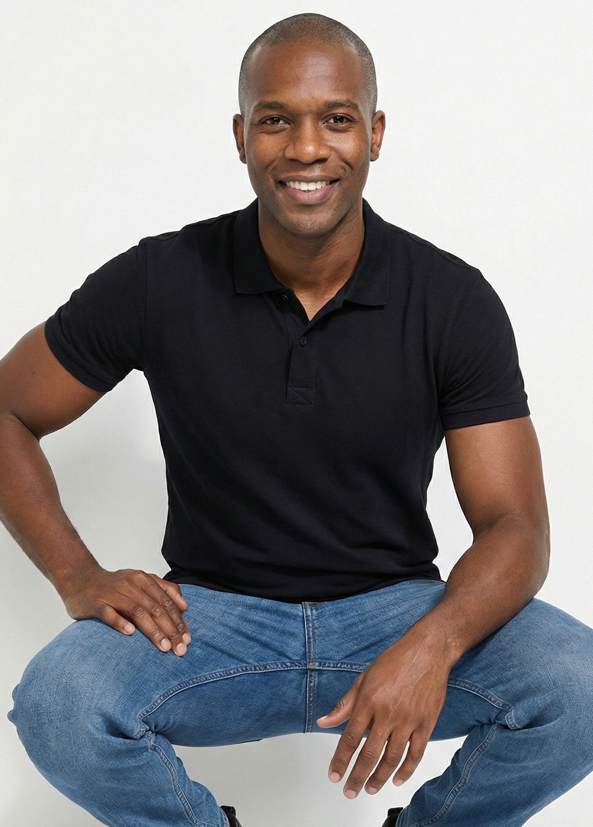 Polo homme manches courtes maille piquée Noir LYS150 MV1