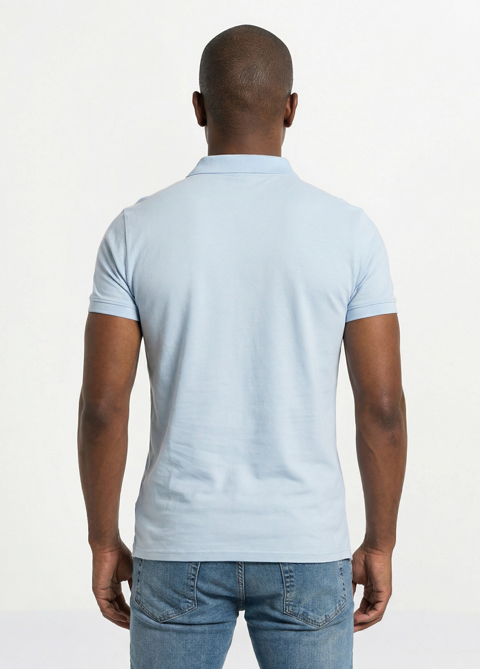 Polo homme manches courtes maille piquée Bleu LYS150 DO1