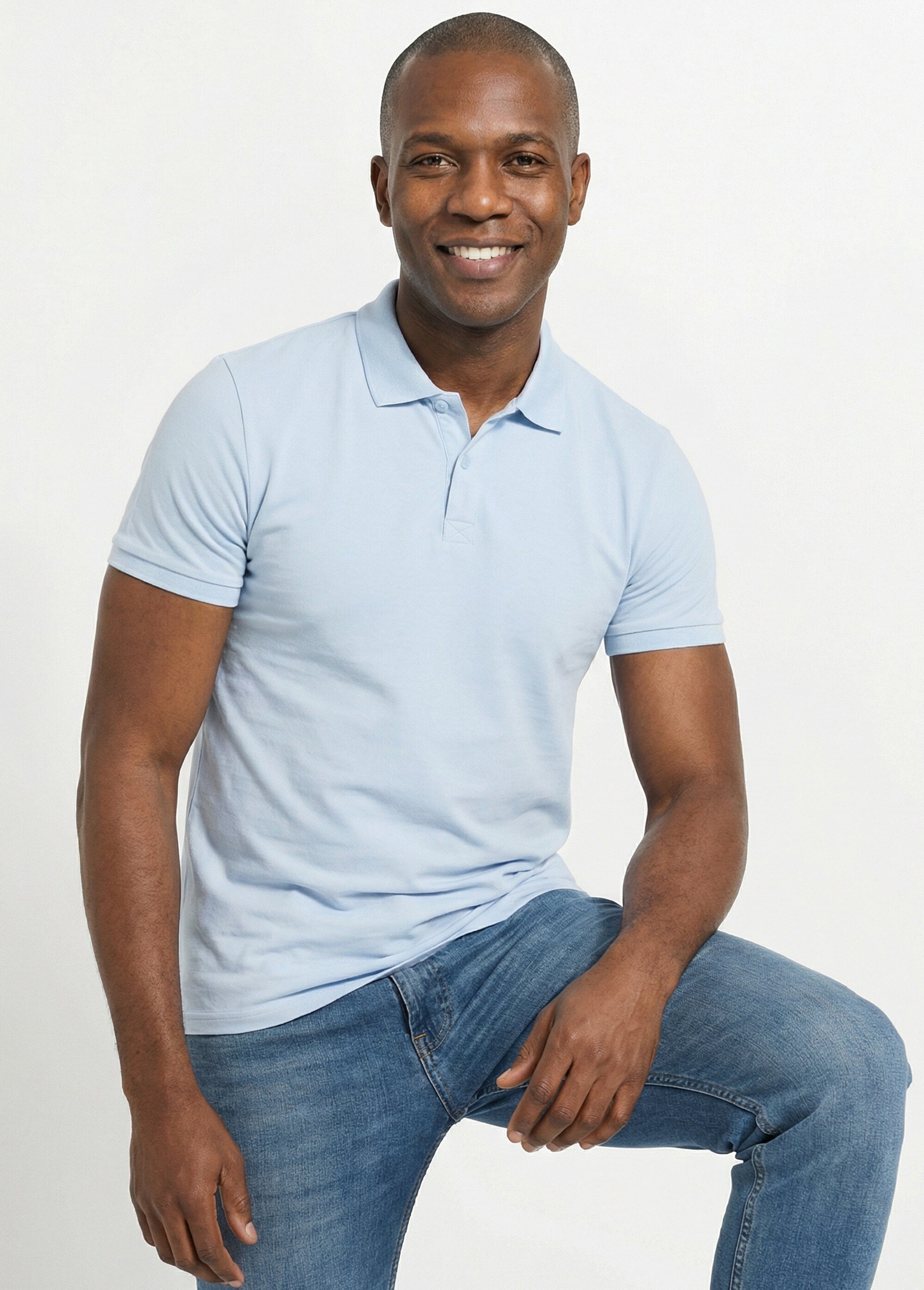 Polo homme manches courtes maille piquée Bleu LYS150 MV1