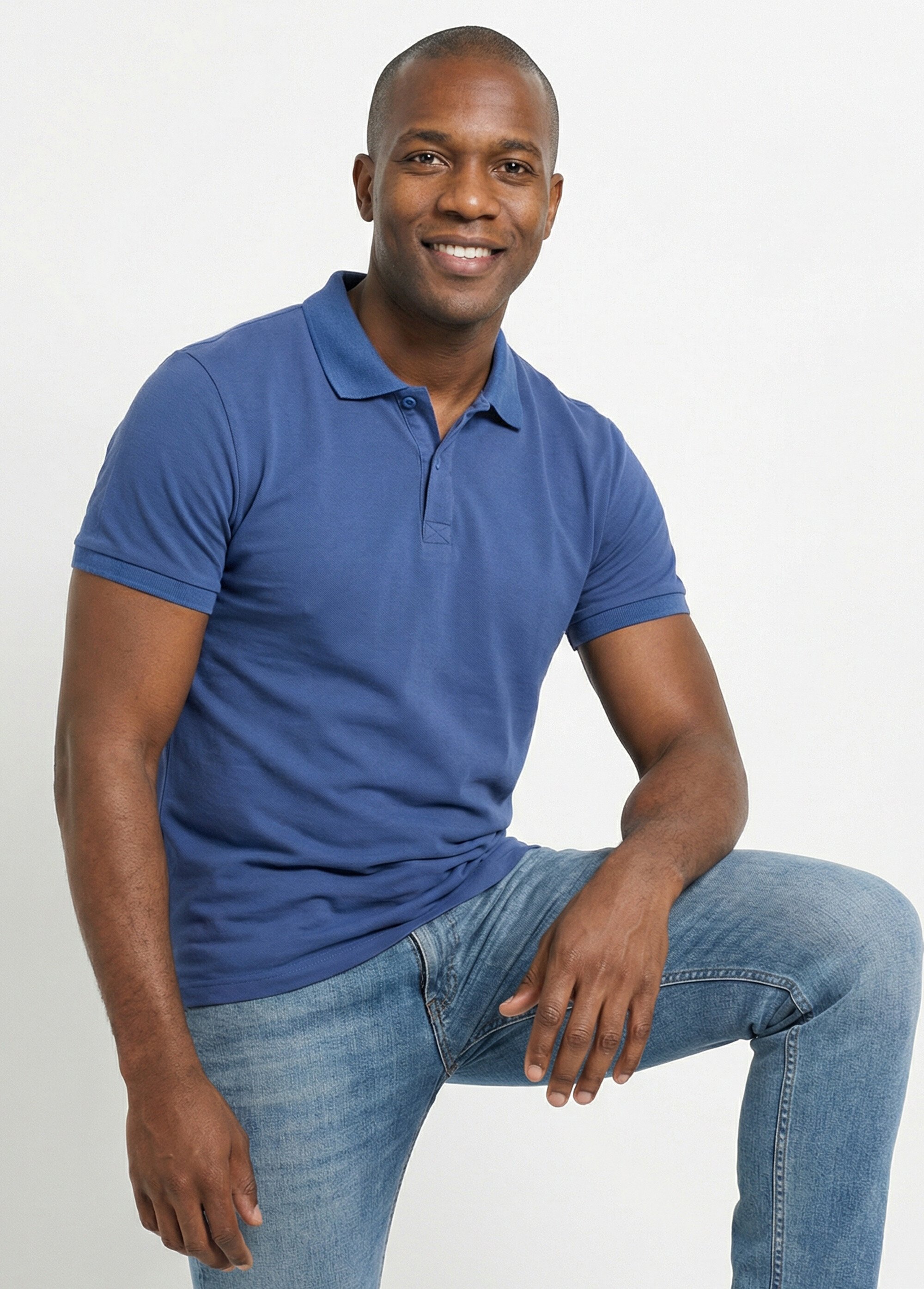 Polo homme manches courtes maille piquée Bleu LYS150 MV1