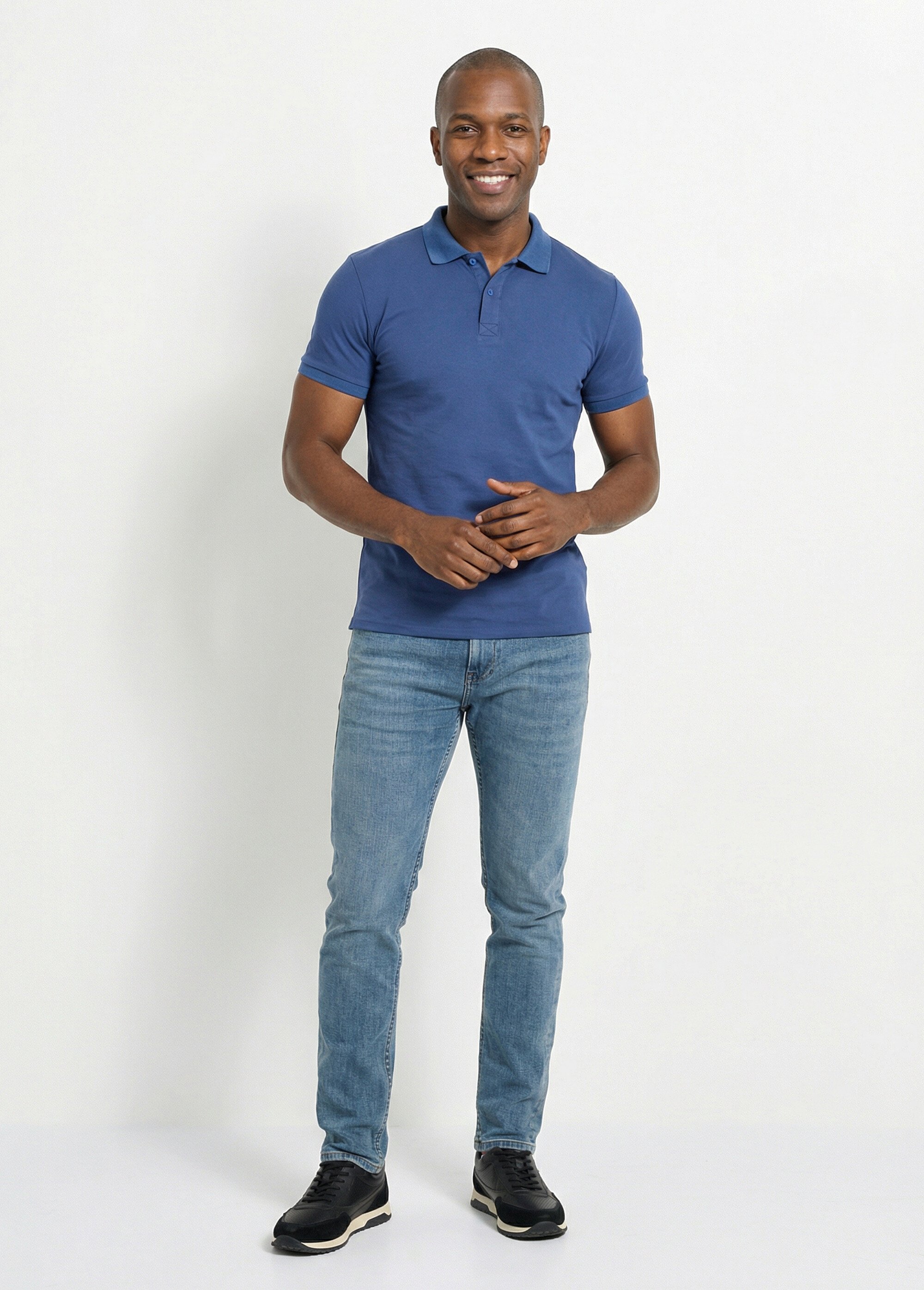 Polo homme manches courtes maille piquée Bleu LYS150 SF1