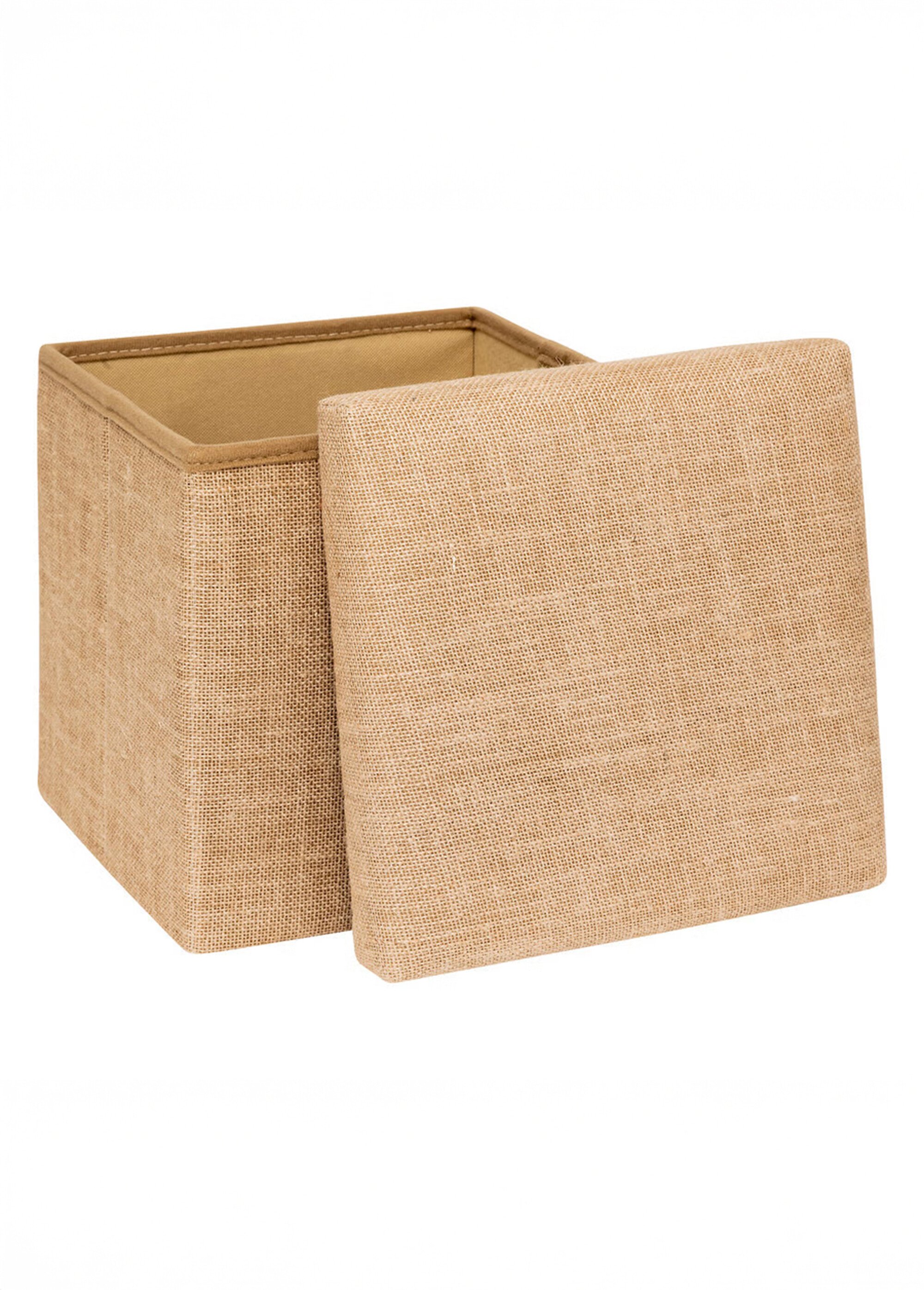 Pouf carré de rangement en toile de jute BEIGE JJA-205537 DE1