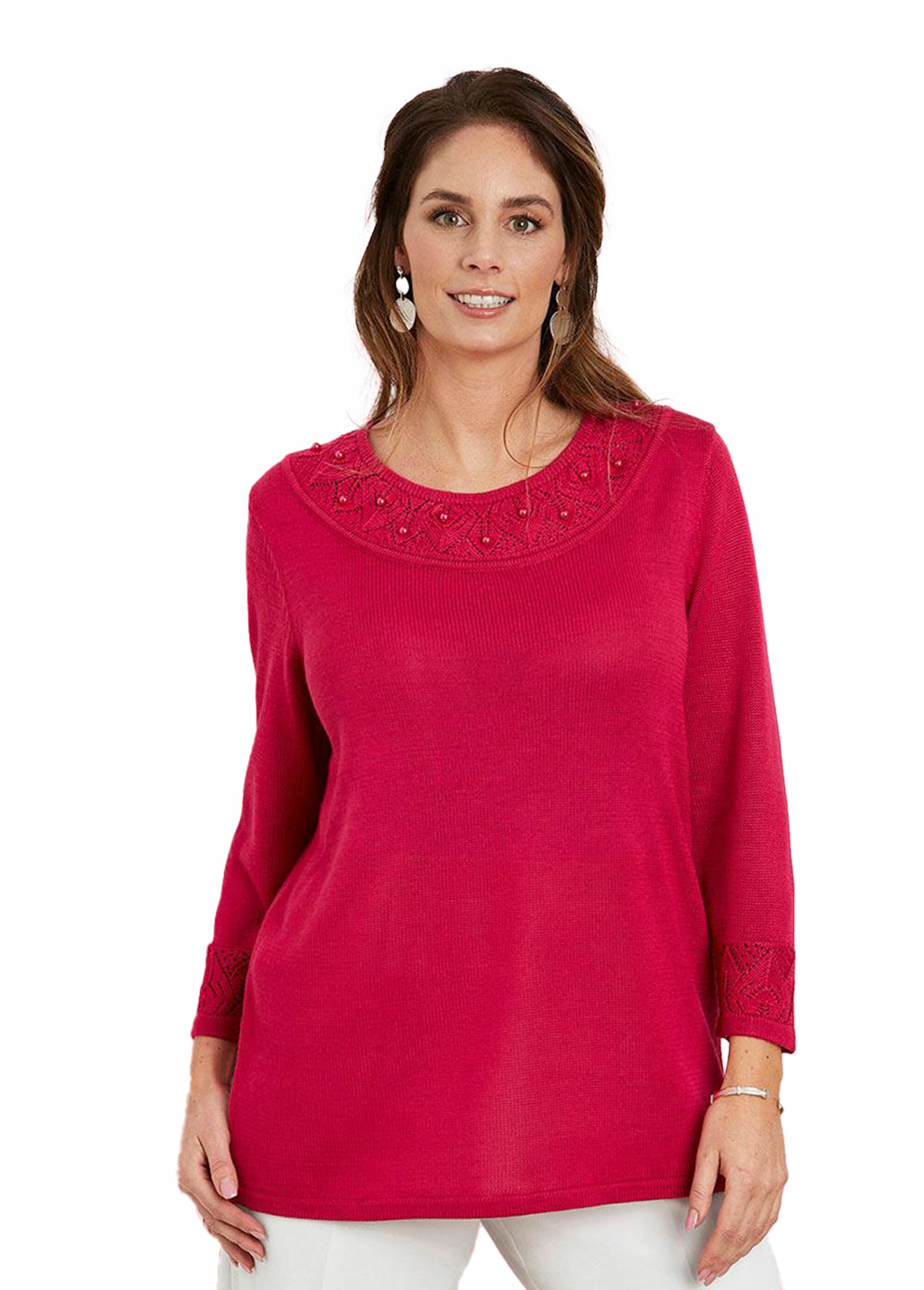 Pull maille brillante détails ajourés