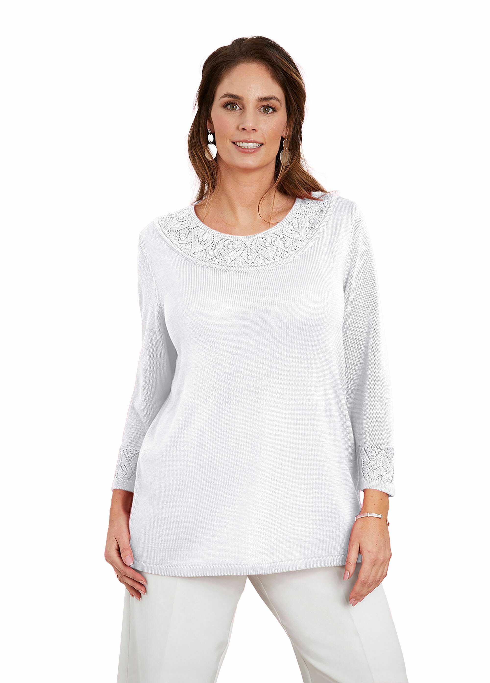 Pull maille brillante détails ajourés