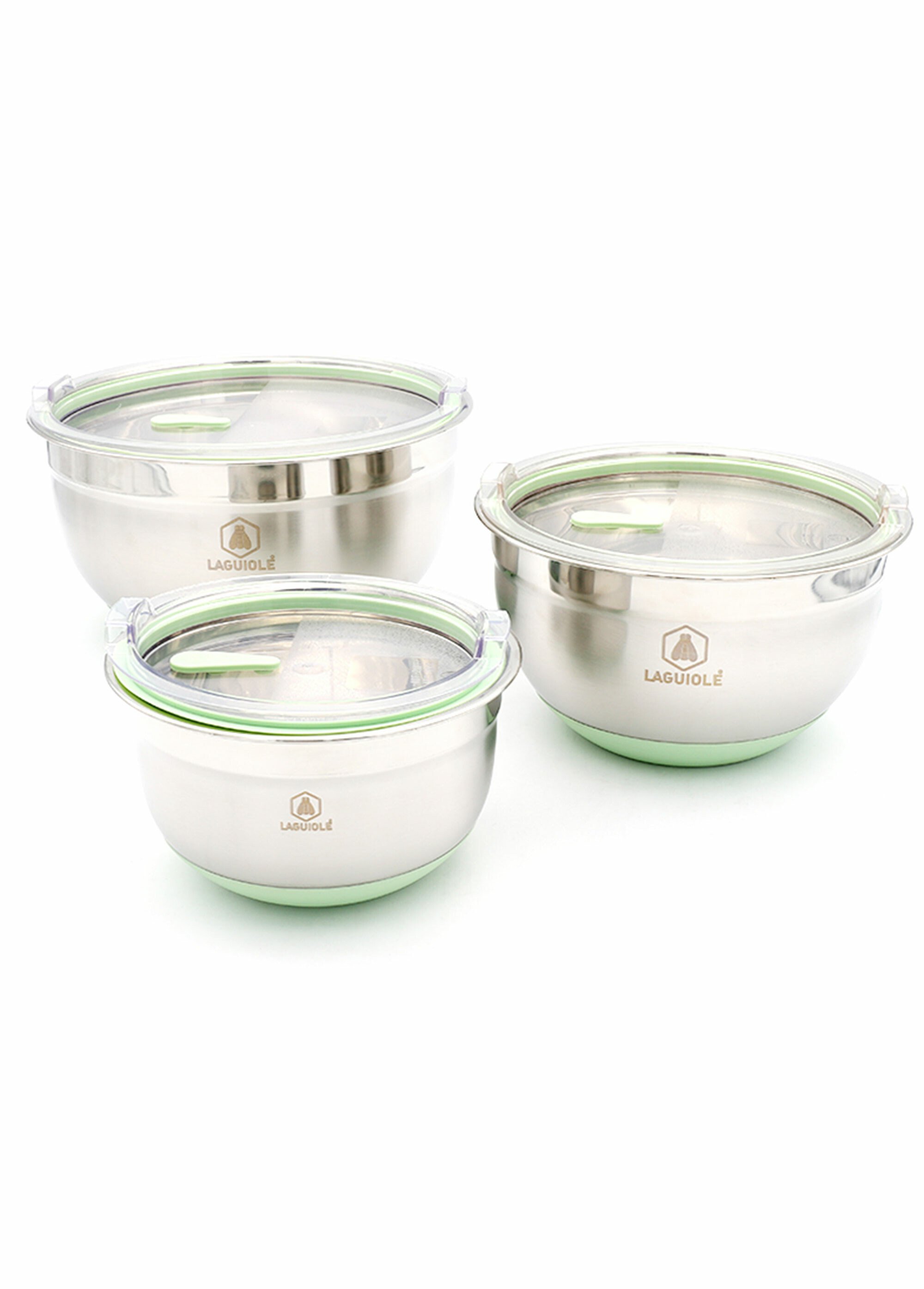 Set de 3 bols inox + couvercles Gris 9180215 FA2