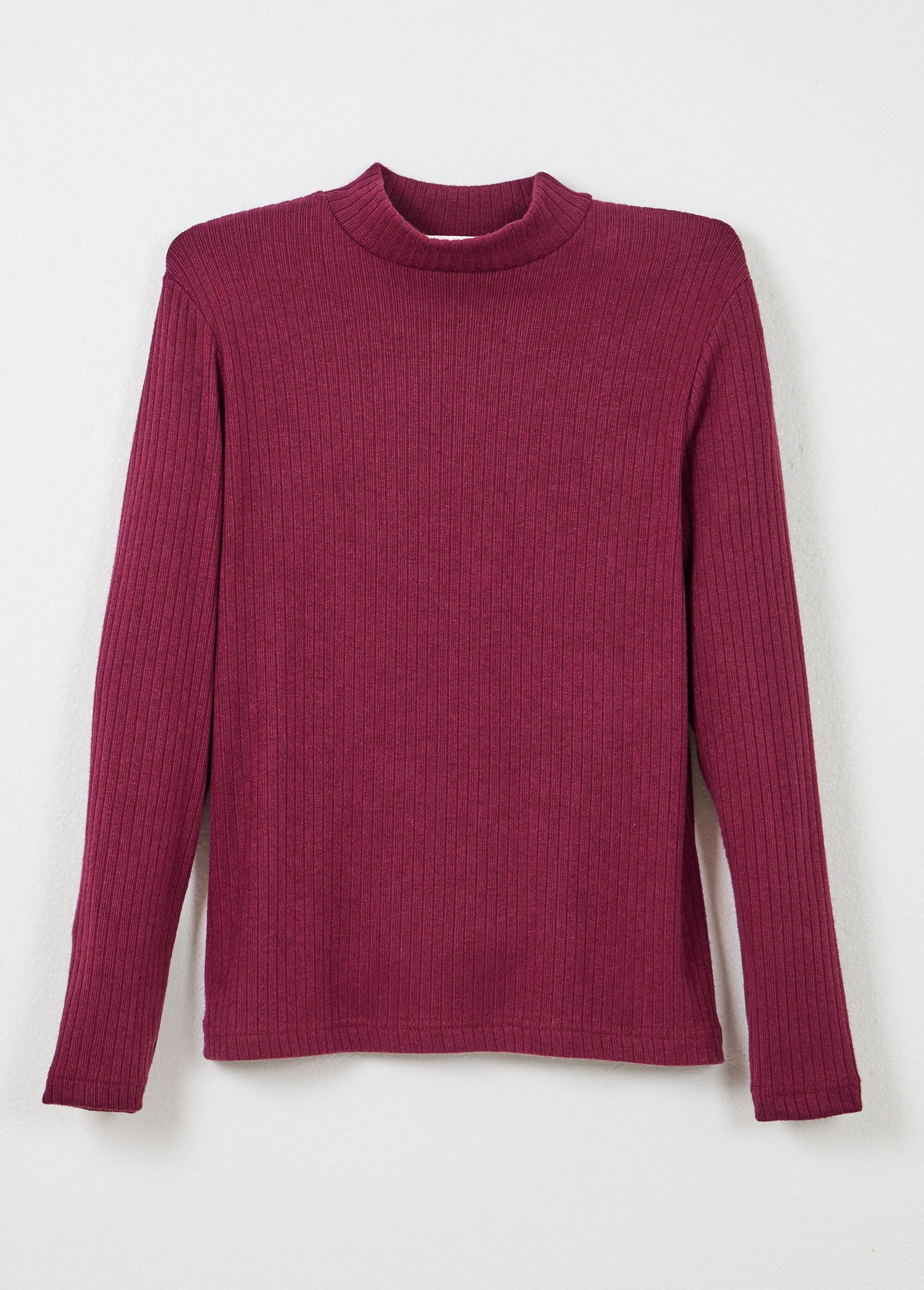 T-shirt col montant maille côtelée manches longues Femme Rouge COLOMA AP1