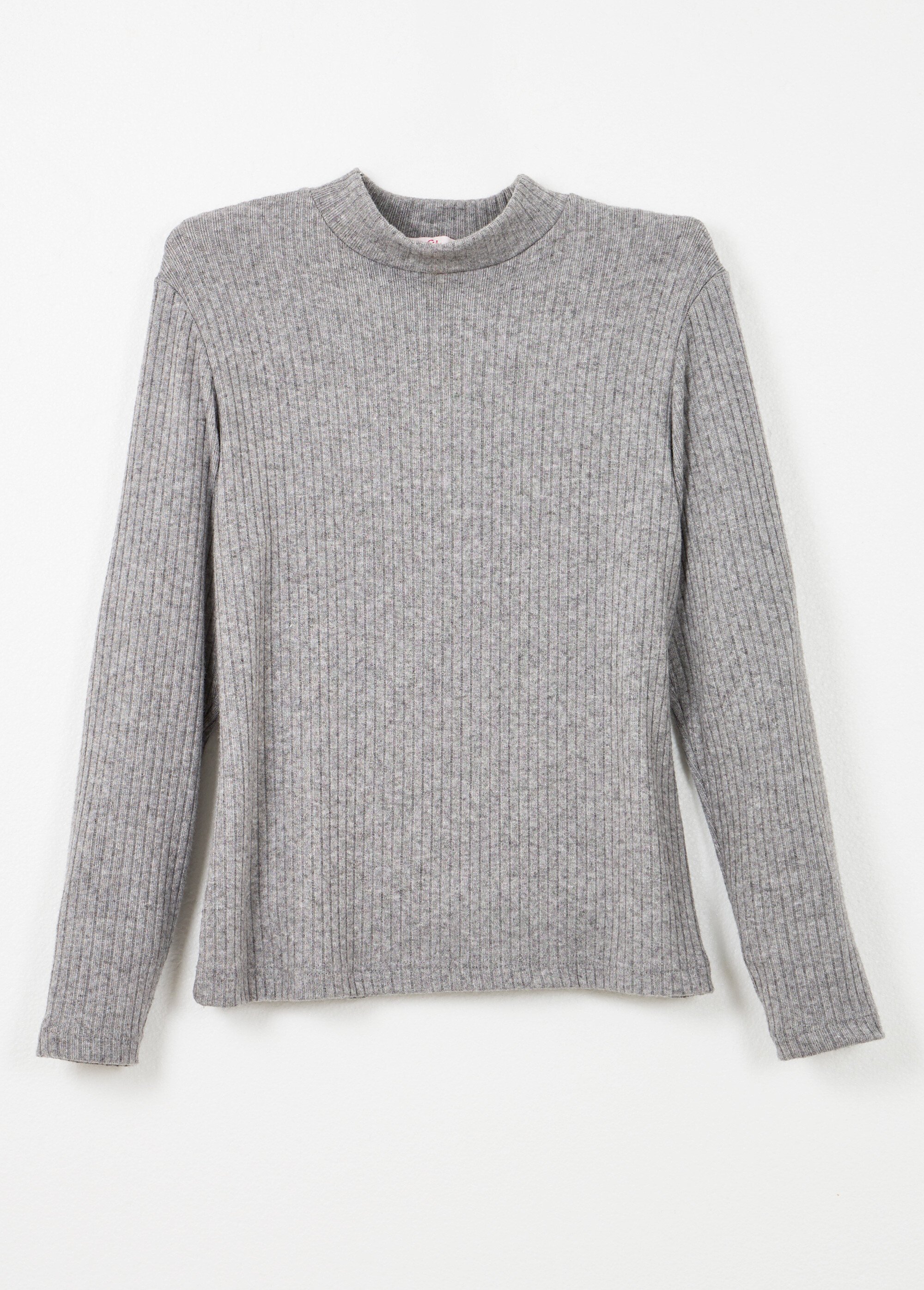 T-shirt col montant maille côtelée manches longues Femme Gris COLOMA AP1