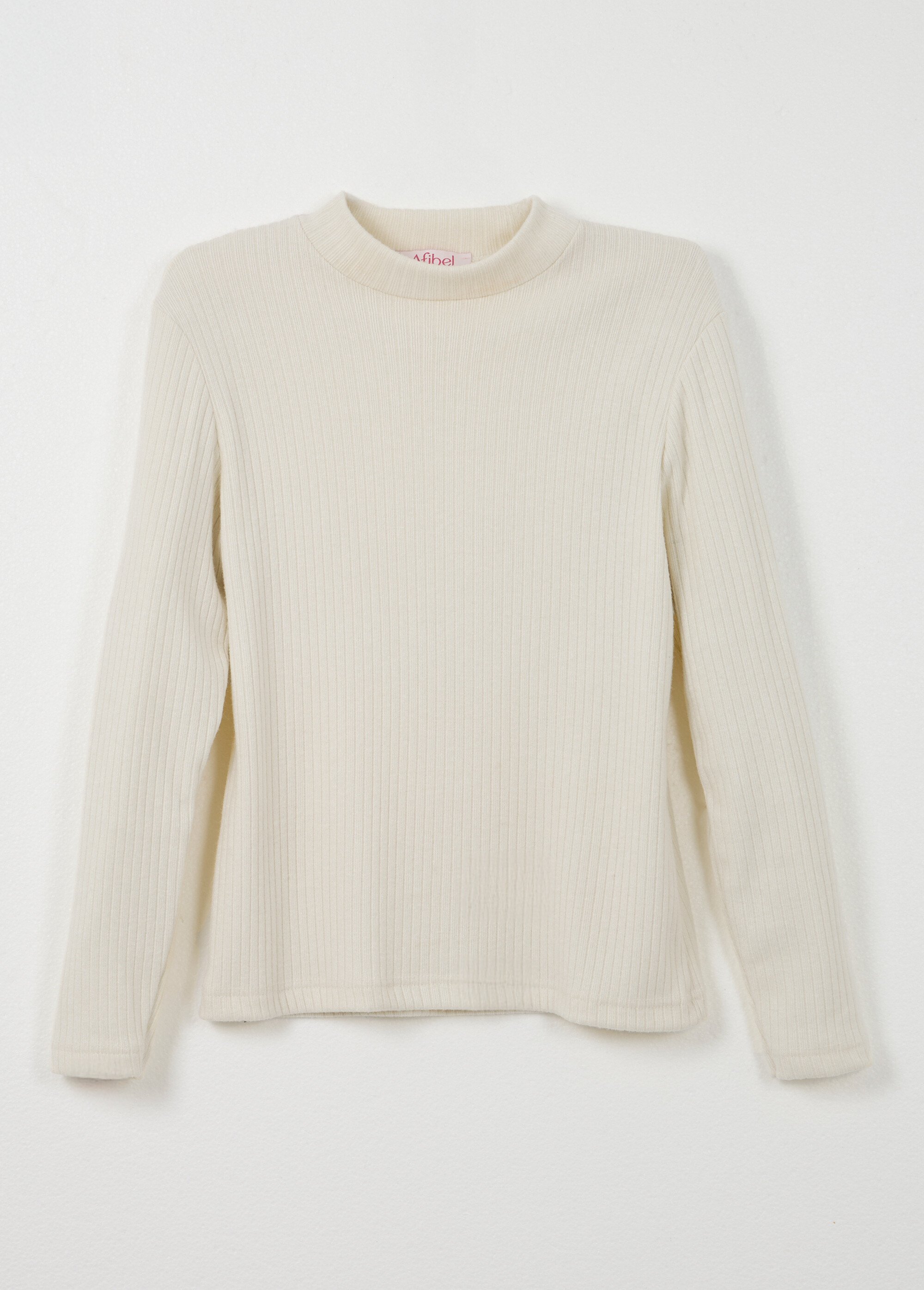 T-shirt col montant maille côtelée manches longues Femme Beige COLOMA AP1