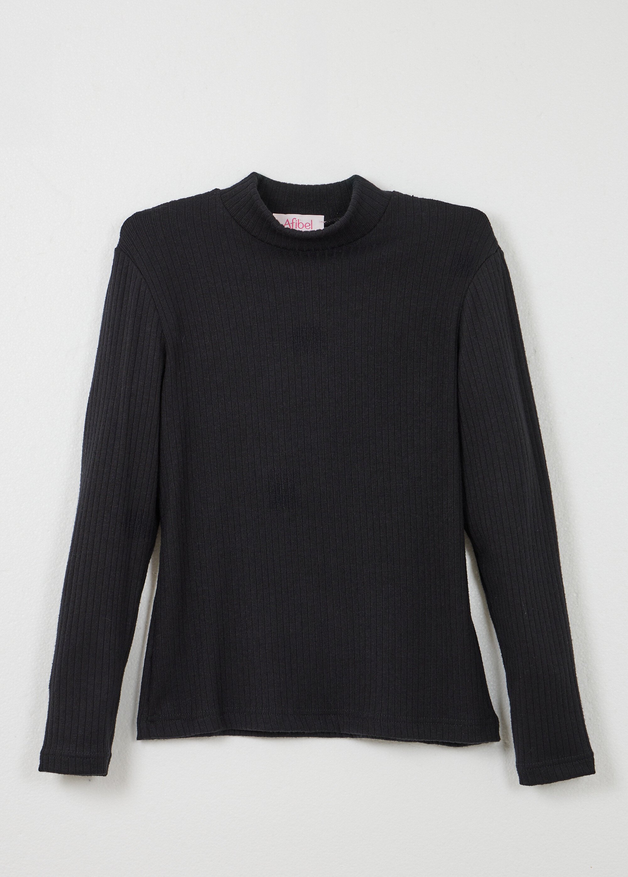 T-shirt col montant maille côtelée manches longues Femme Noir COLOMA AP1