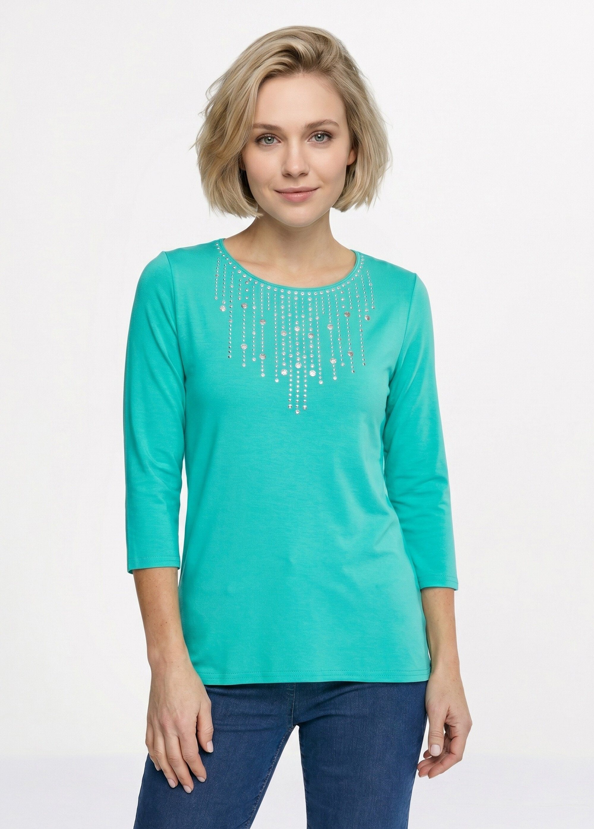 T-shirt manches 3/4 clouté fantaisie Femme Vert CHAPLIN FA1