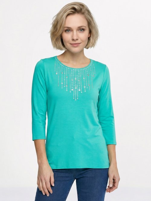 T-shirt manches 3/4 clouté fantaisie Femme Vert CHAPLIN FA1