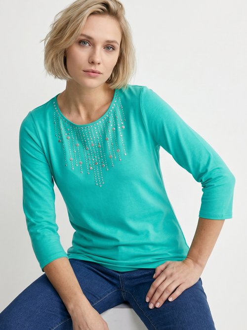 T-shirt manches 3/4 clouté fantaisie Femme Vert CHAPLIN MV1