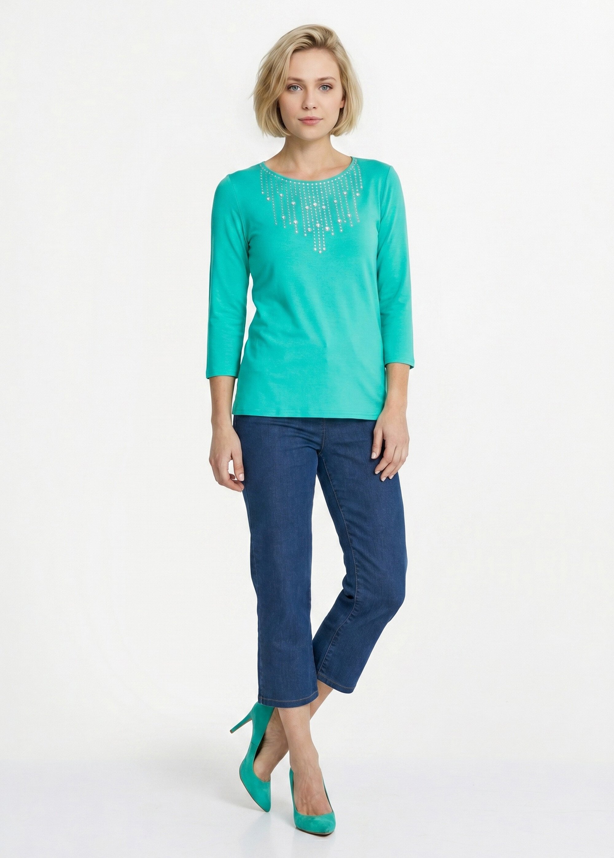 T-shirt manches 3/4 clouté fantaisie Femme Vert CHAPLIN SI1