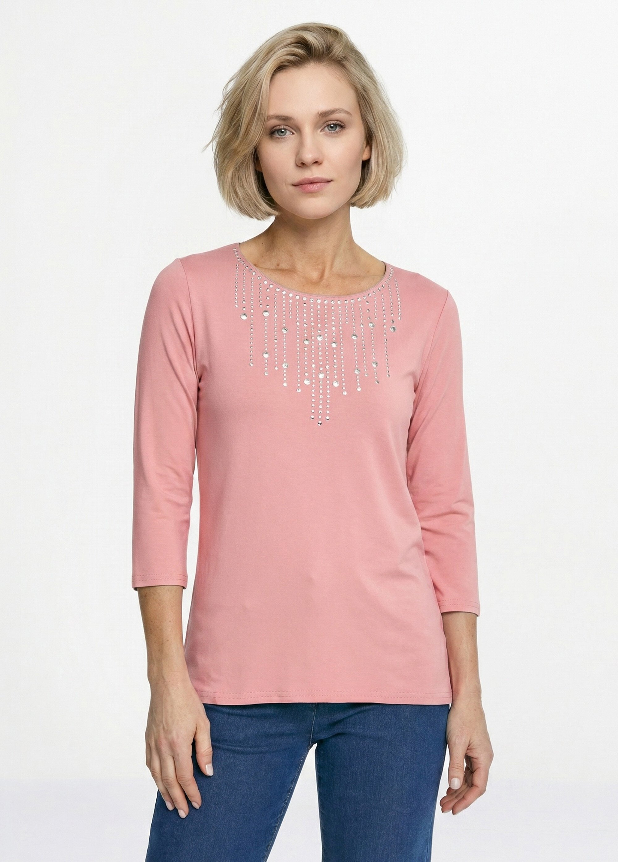 T-shirt manches 3/4 clouté fantaisie Femme Rose CHAPLIN FA1