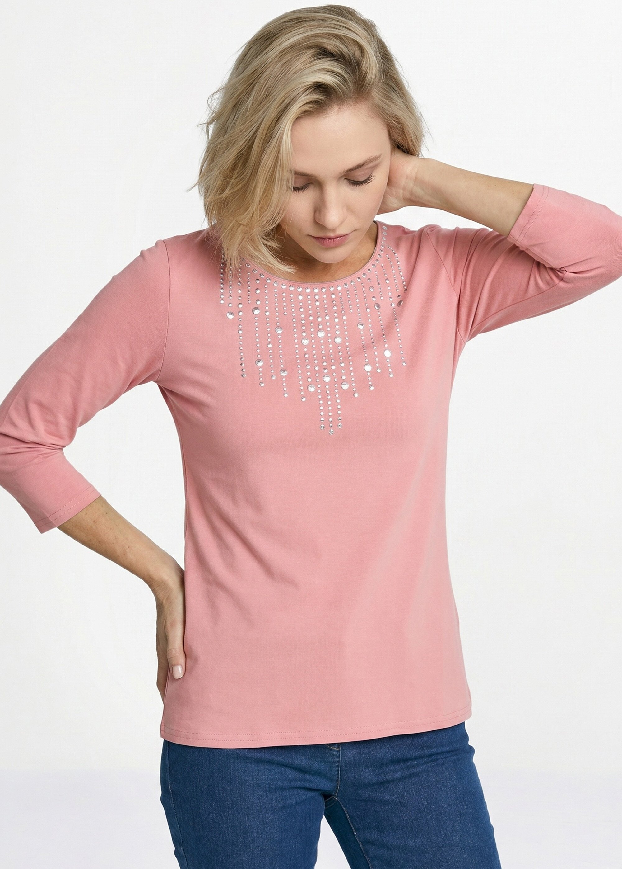 T-shirt manches 3/4 clouté fantaisie Femme Rose CHAPLIN MV1